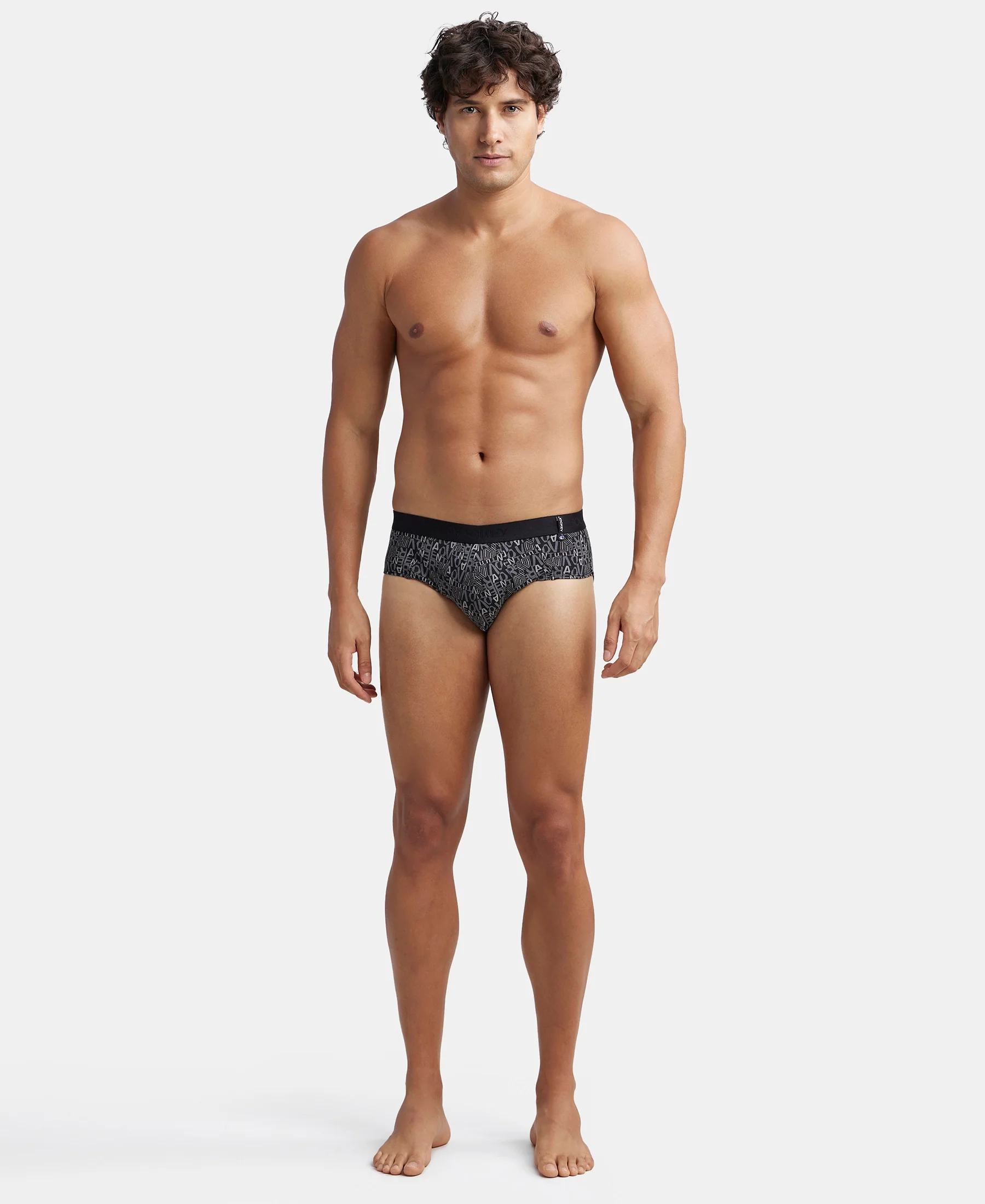 Super Combed Cotton Printed Brief with Ultrasoft Waistband - Black - Image 4
