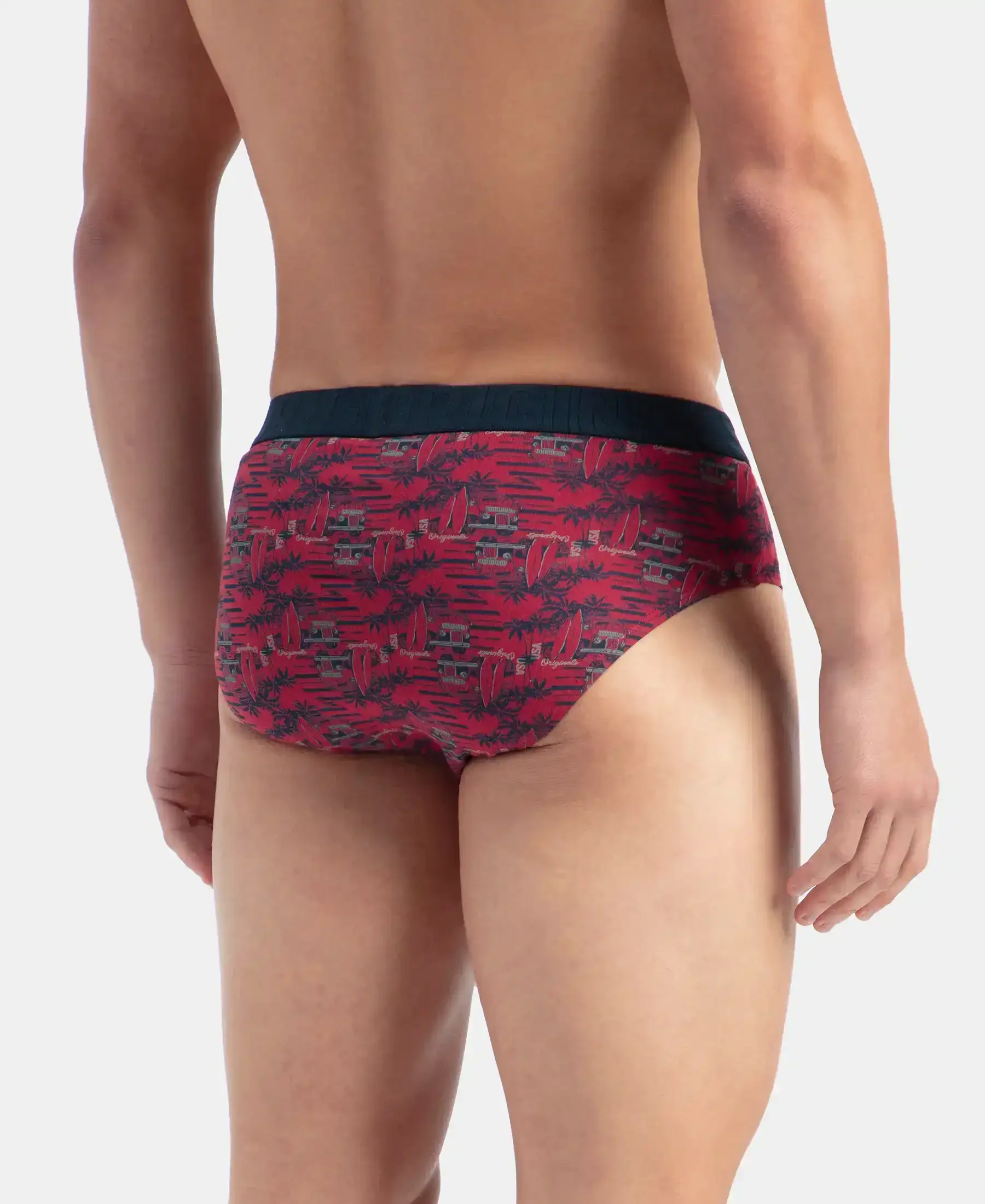 Super Combed Cotton Printed Brief with Ultrasoft Waistband - Karanda Red - Image 3