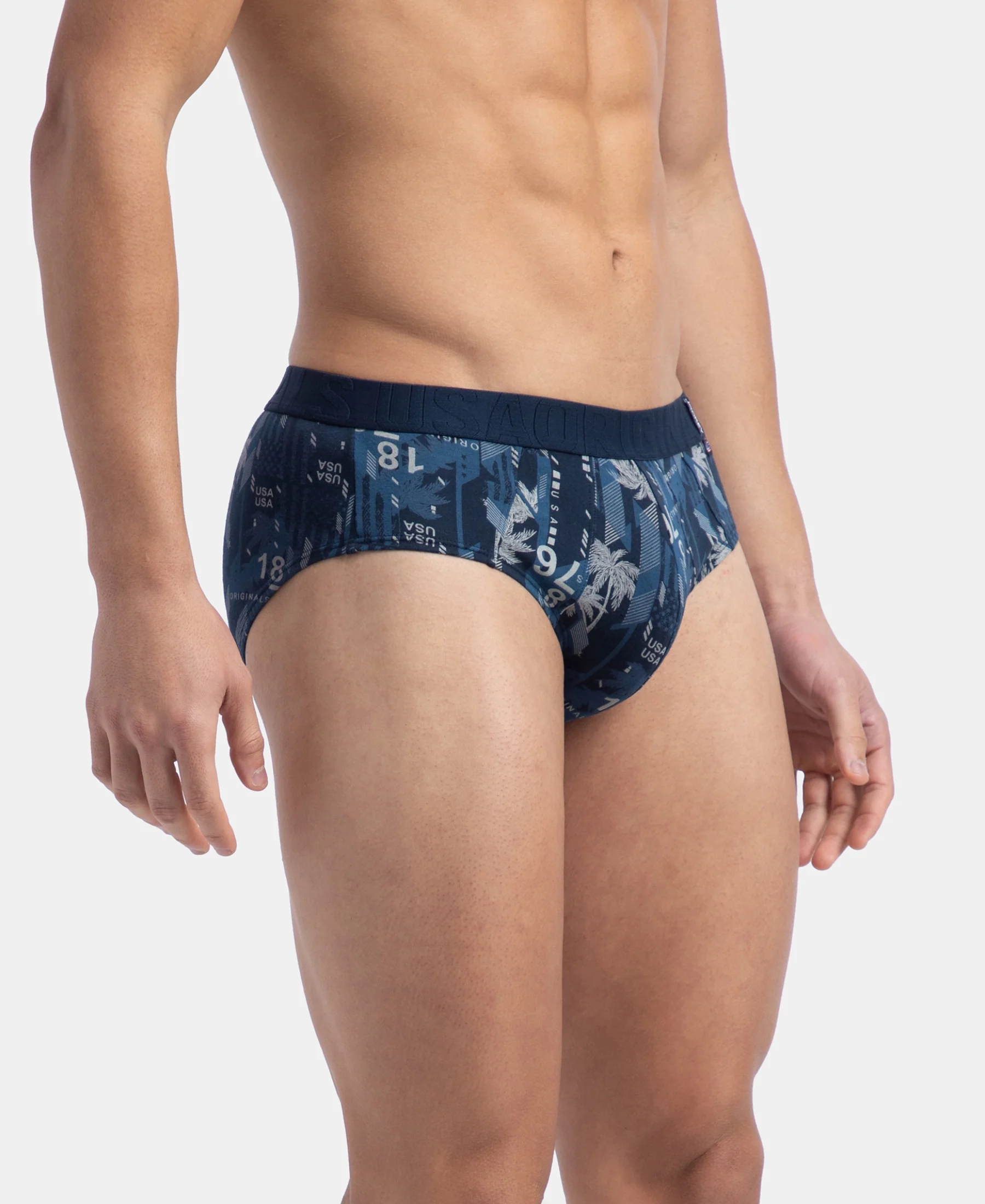Super Combed Cotton Printed Brief with Ultrasoft Waistband - Navy & Karanda Red (Pack of 2) - Image 4