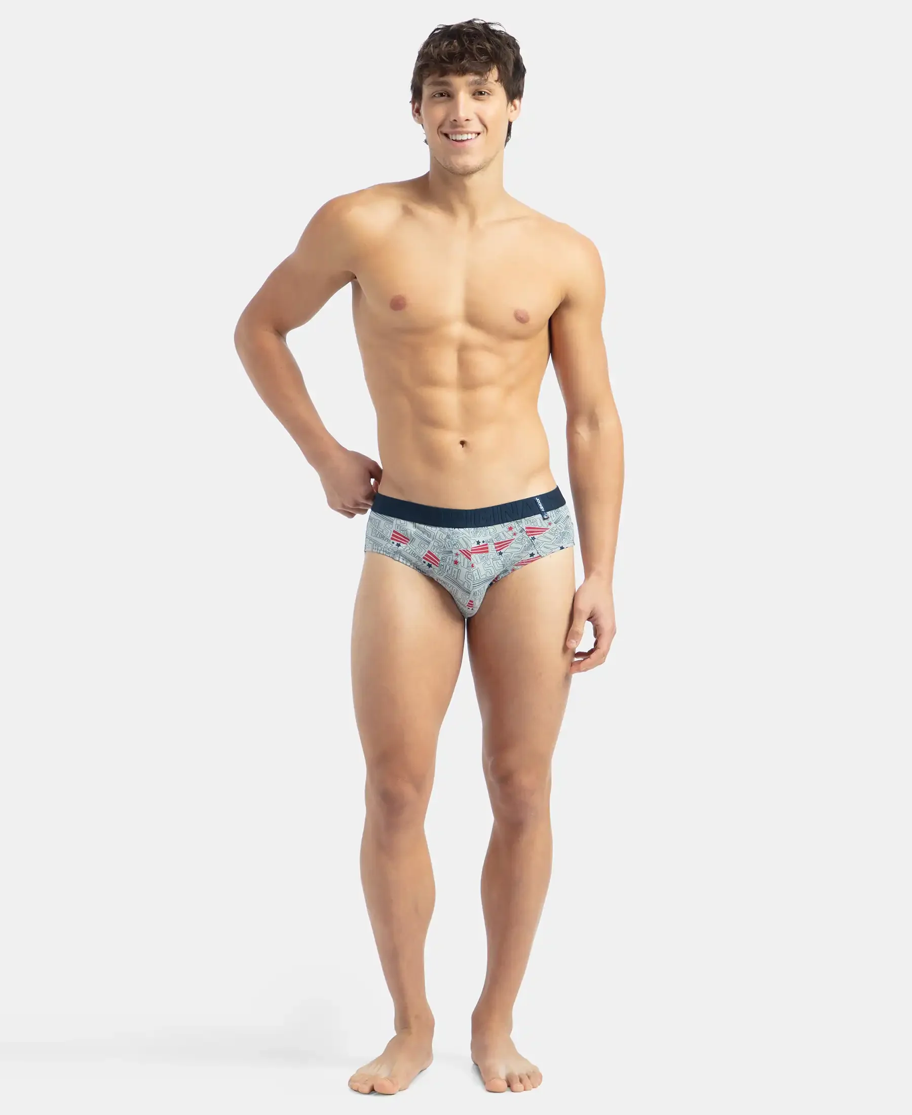 Super Combed Cotton Printed Brief with Ultrasoft Waistband - Navy & Nickle (Pack of 2) - Image 10