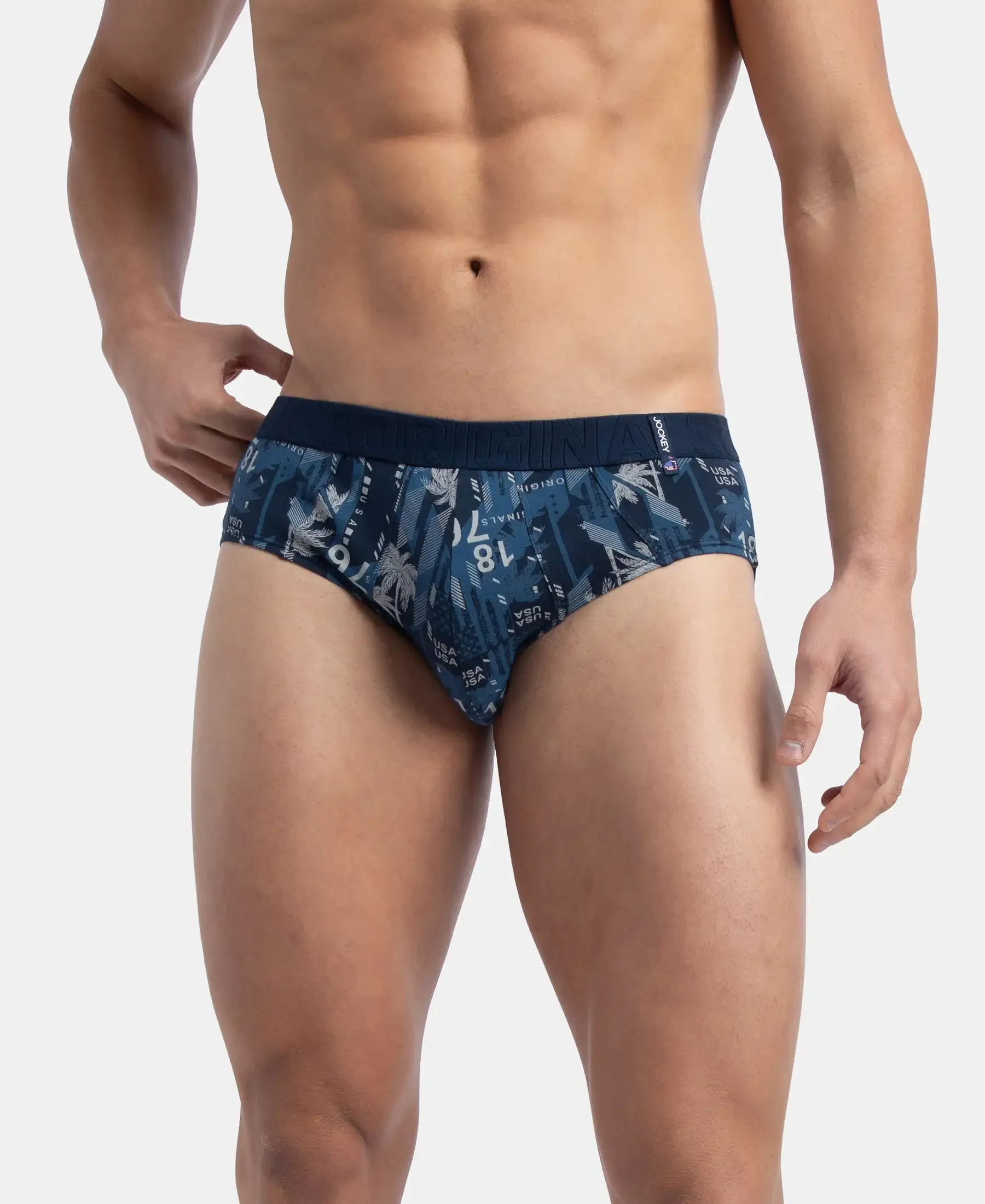 Super Combed Cotton Printed Brief with Ultrasoft Waistband - Navy & Nickle (Pack of 2) - Image 13
