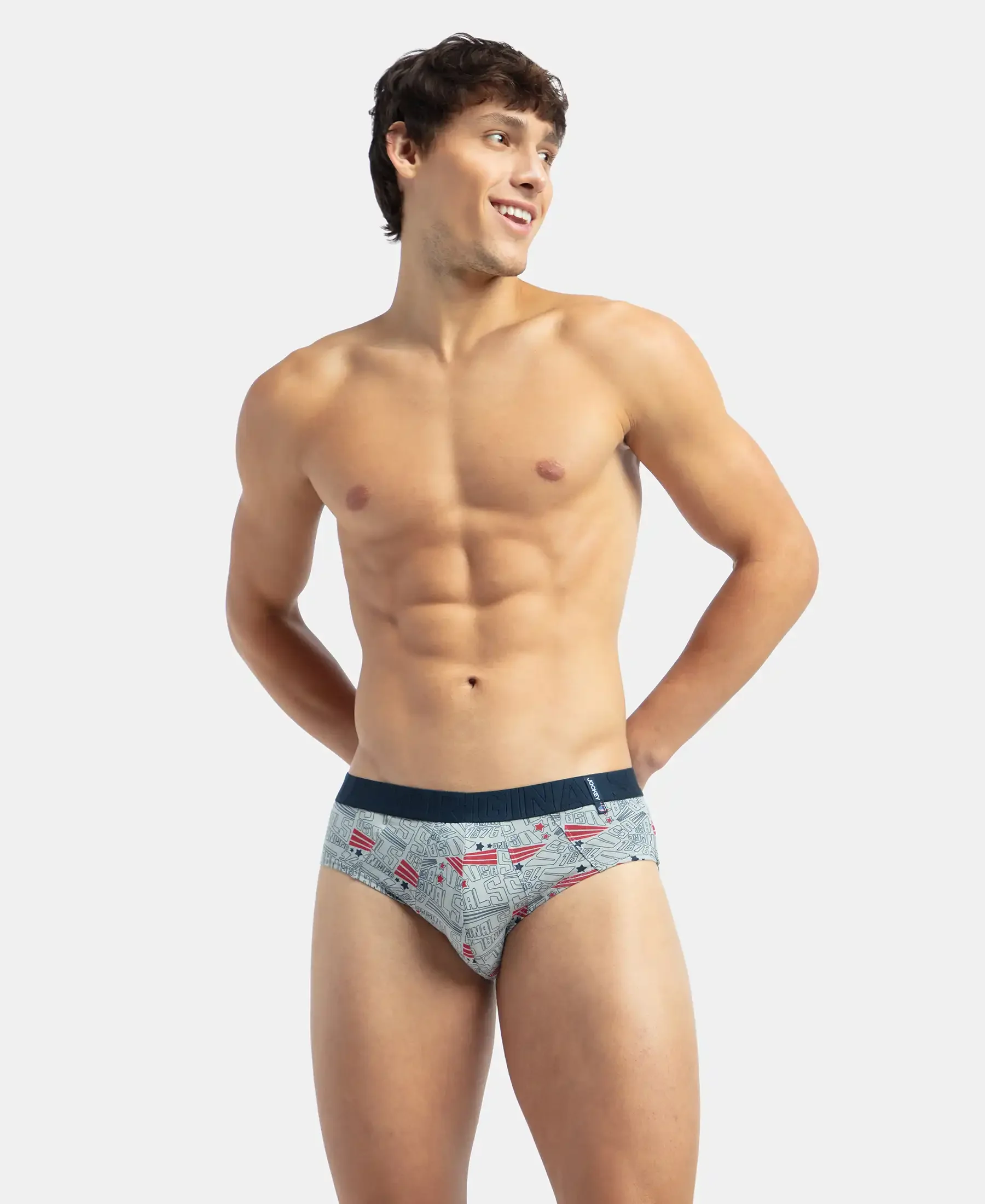 Super Combed Cotton Printed Brief with Ultrasoft Waistband - Navy & Nickle (Pack of 2) - Image 14