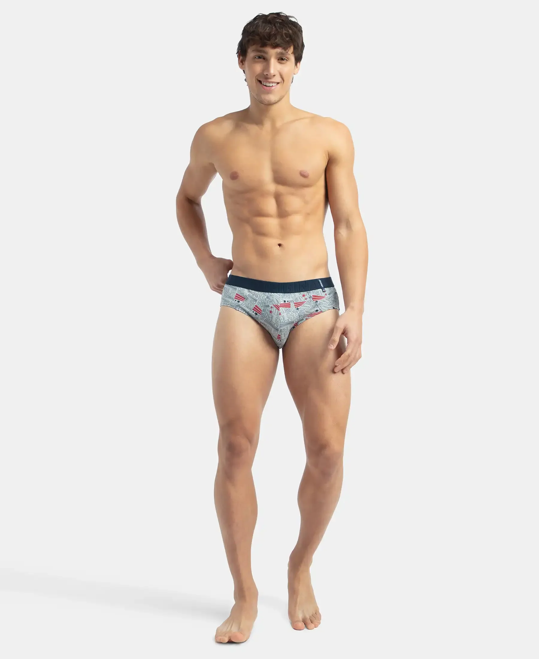 Super Combed Cotton Printed Brief with Ultrasoft Waistband - Navy & Nickle (Pack of 2) - Image 16
