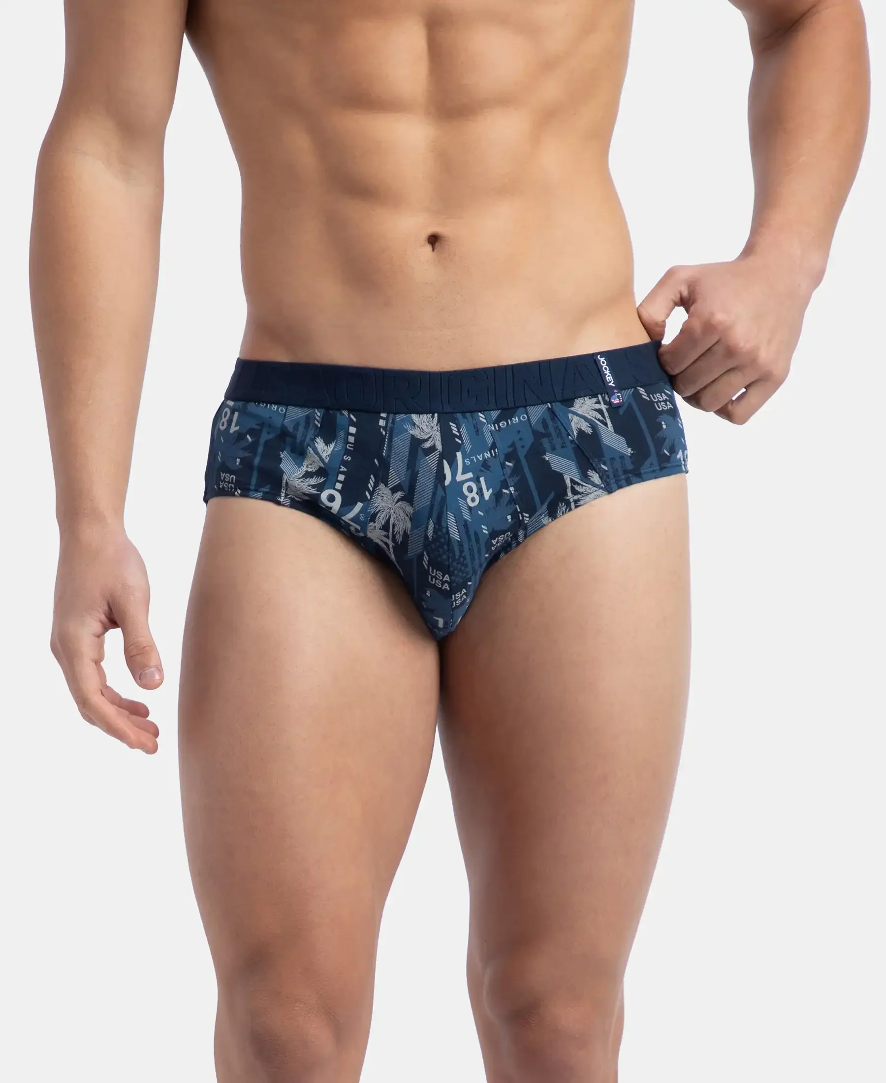 Super Combed Cotton Printed Brief with Ultrasoft Waistband - Navy & Nickle (Pack of 2) - Image 2