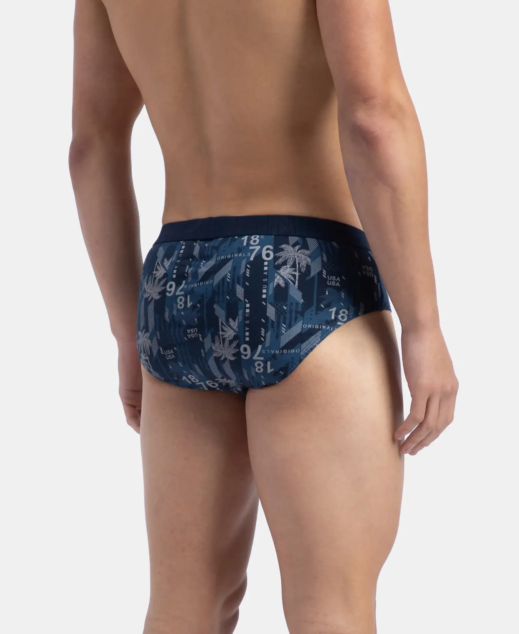 Super Combed Cotton Printed Brief with Ultrasoft Waistband - Navy & Nickle (Pack of 2) - Image 7