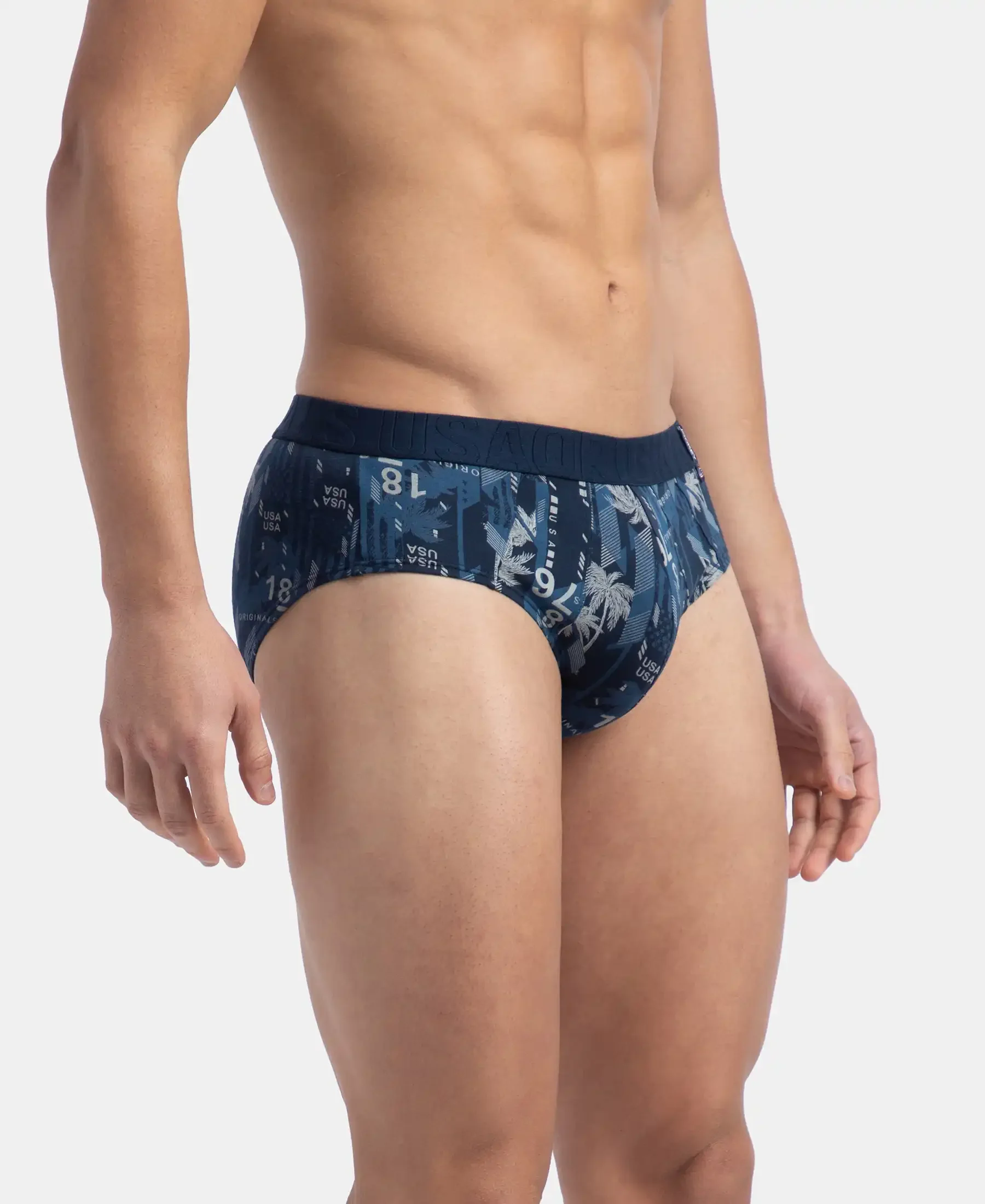 Super Combed Cotton Printed Brief with Ultrasoft Waistband - Navy & Seaport Teal (Pack of 2) - Image 4