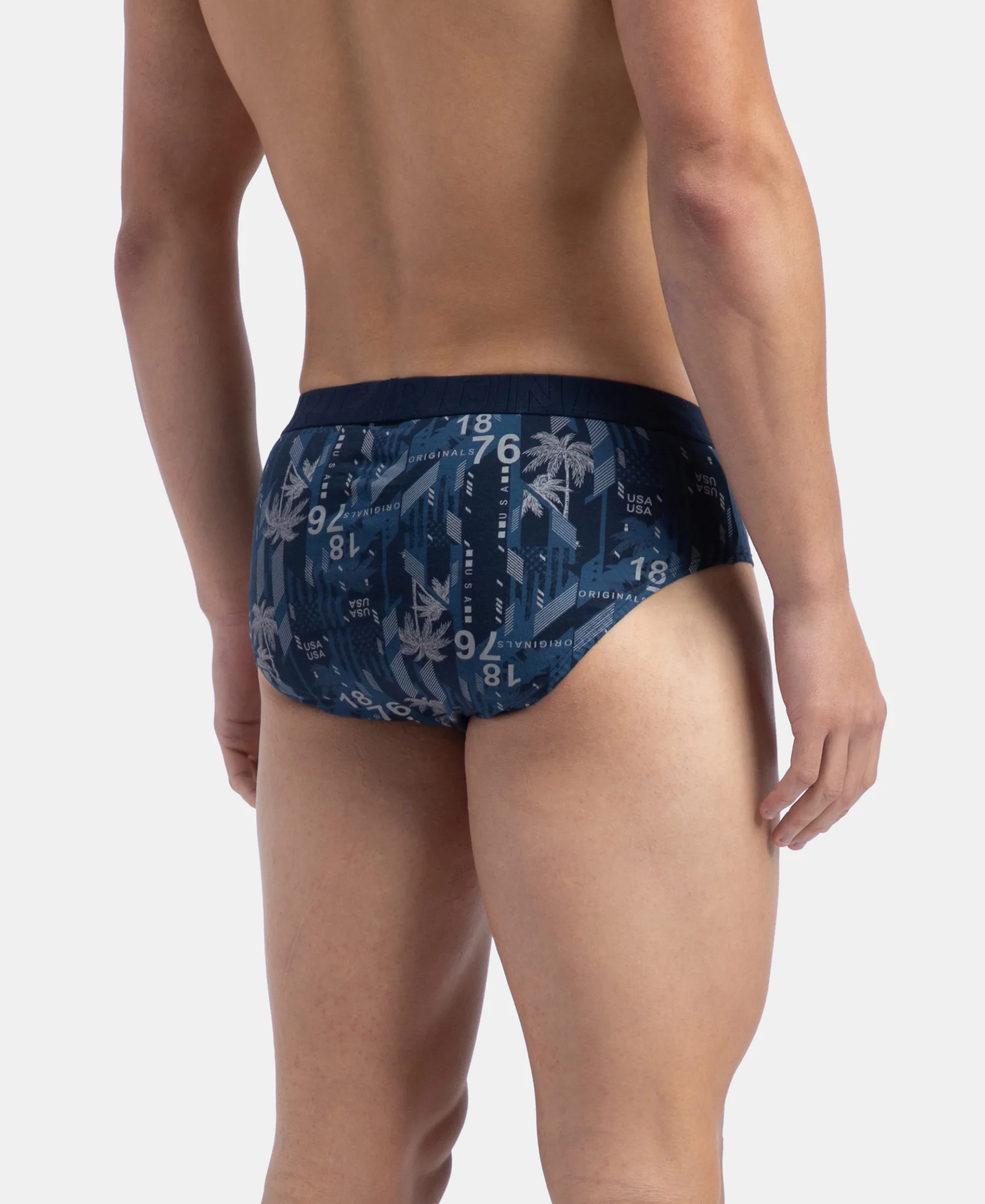 Super Combed Cotton Printed Brief with Ultrasoft Waistband - Navy - Image 3