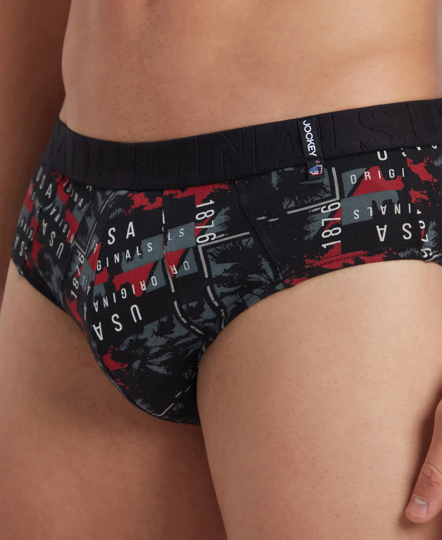 Super Combed Cotton Printed Brief with Ultrasoft Waistband - Nickle & Black (Pack of 2) - Image 12