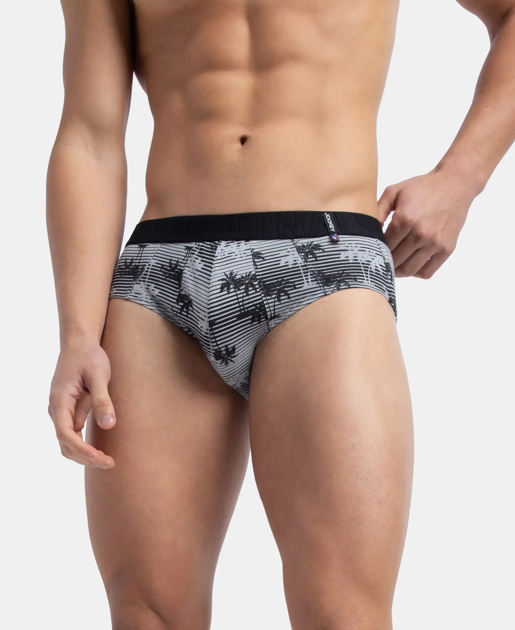 Super Combed Cotton Printed Brief with Ultrasoft Waistband - Nickle & Black (Pack of 2) - Image 13