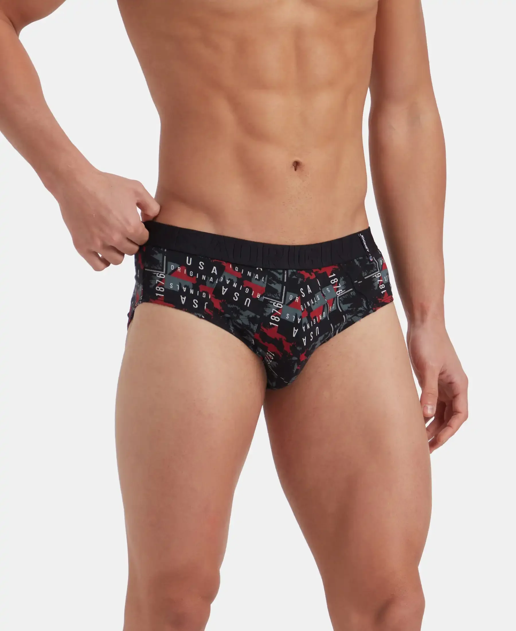 Super Combed Cotton Printed Brief with Ultrasoft Waistband - Nickle & Black (Pack of 2) - Image 6