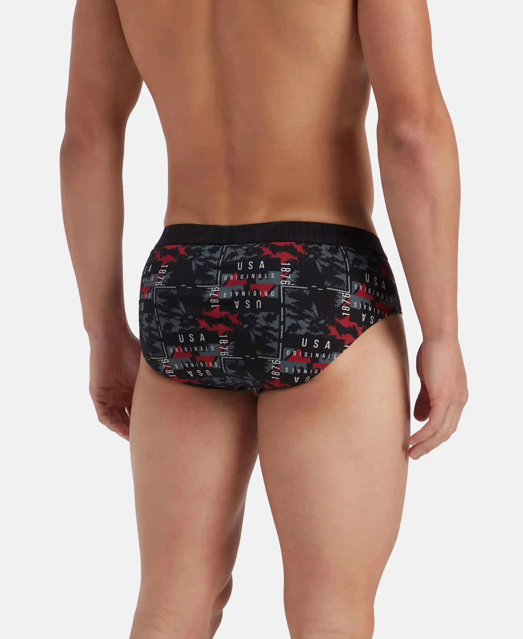 Super Combed Cotton Printed Brief with Ultrasoft Waistband - Nickle & Black (Pack of 2) - Image 8