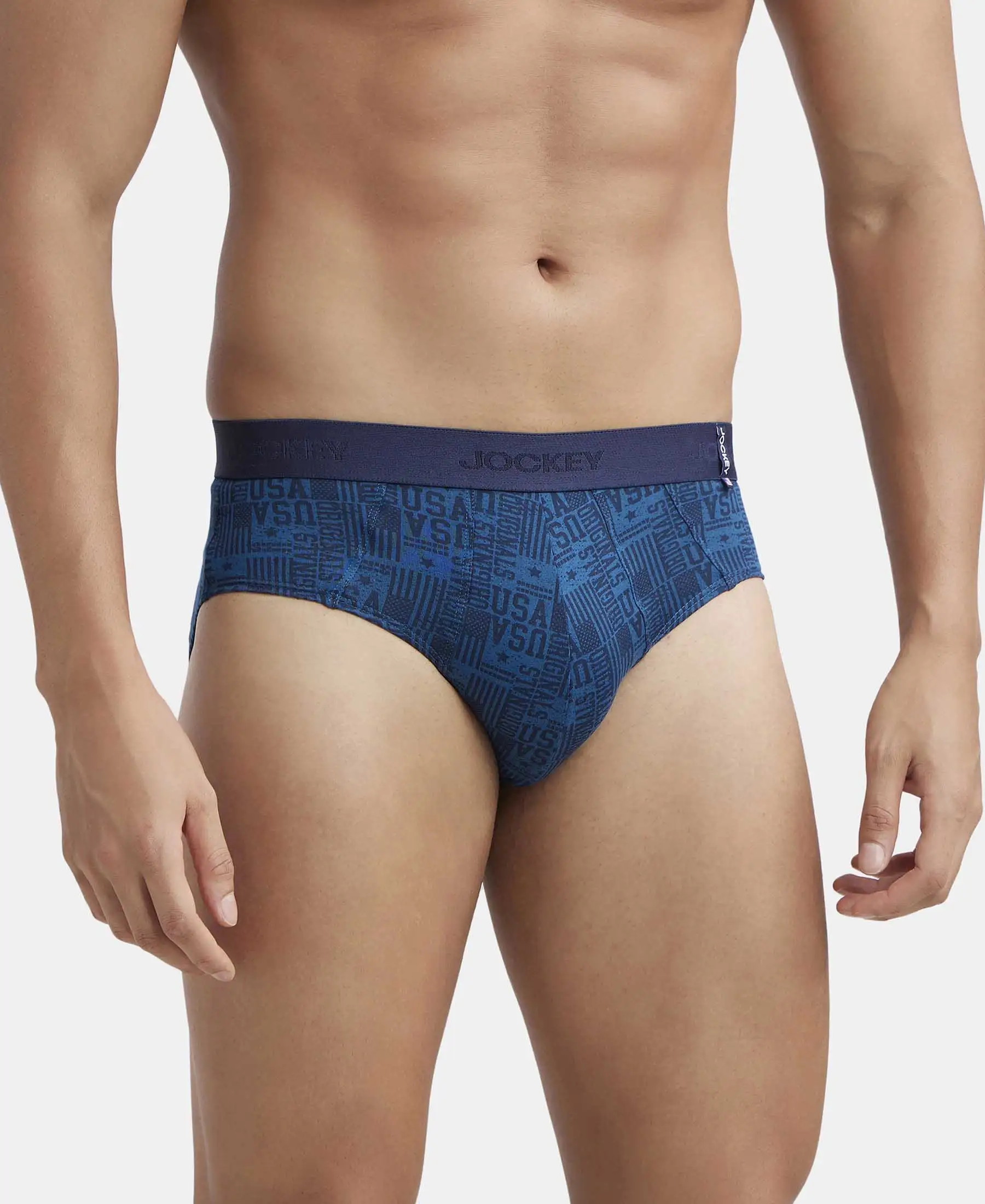 Super Combed Cotton Printed Brief with Ultrasoft Waistband - Seaport Teal - Image 2
