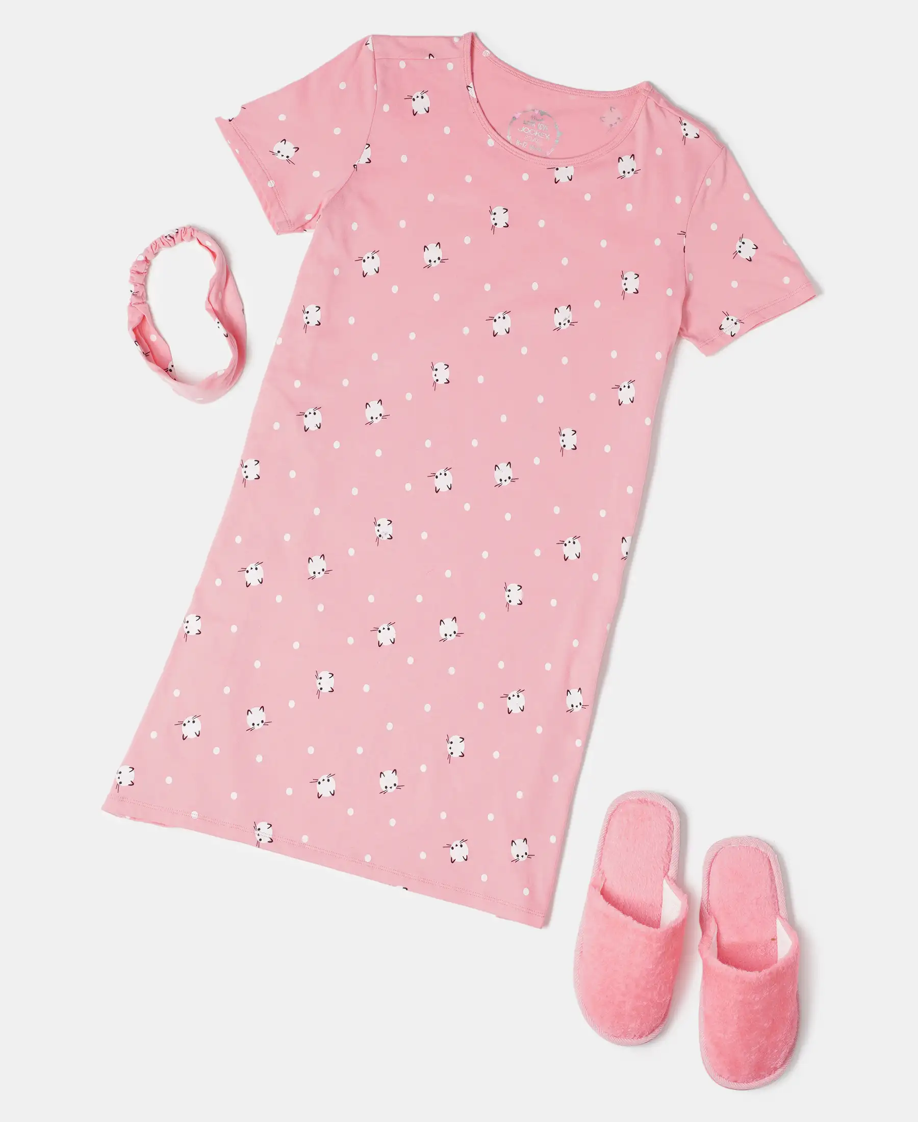 Girl's Super Combed Cotton Printed Dress with Matching Headband - Assorted - Image 11
