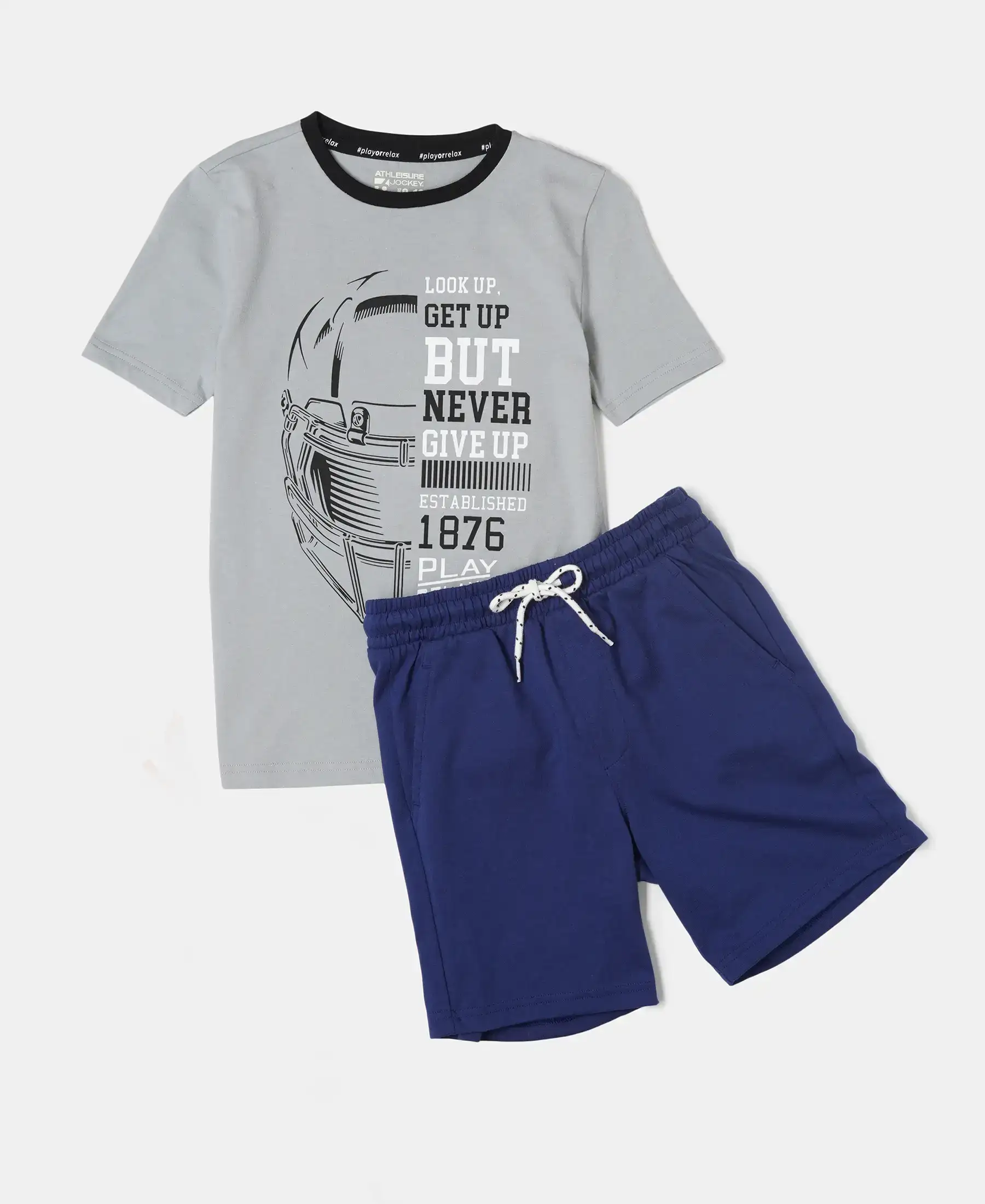 Boy's Super Combed Cotton Printed T-Shirt & Shorts Set - Assorted - Image 3