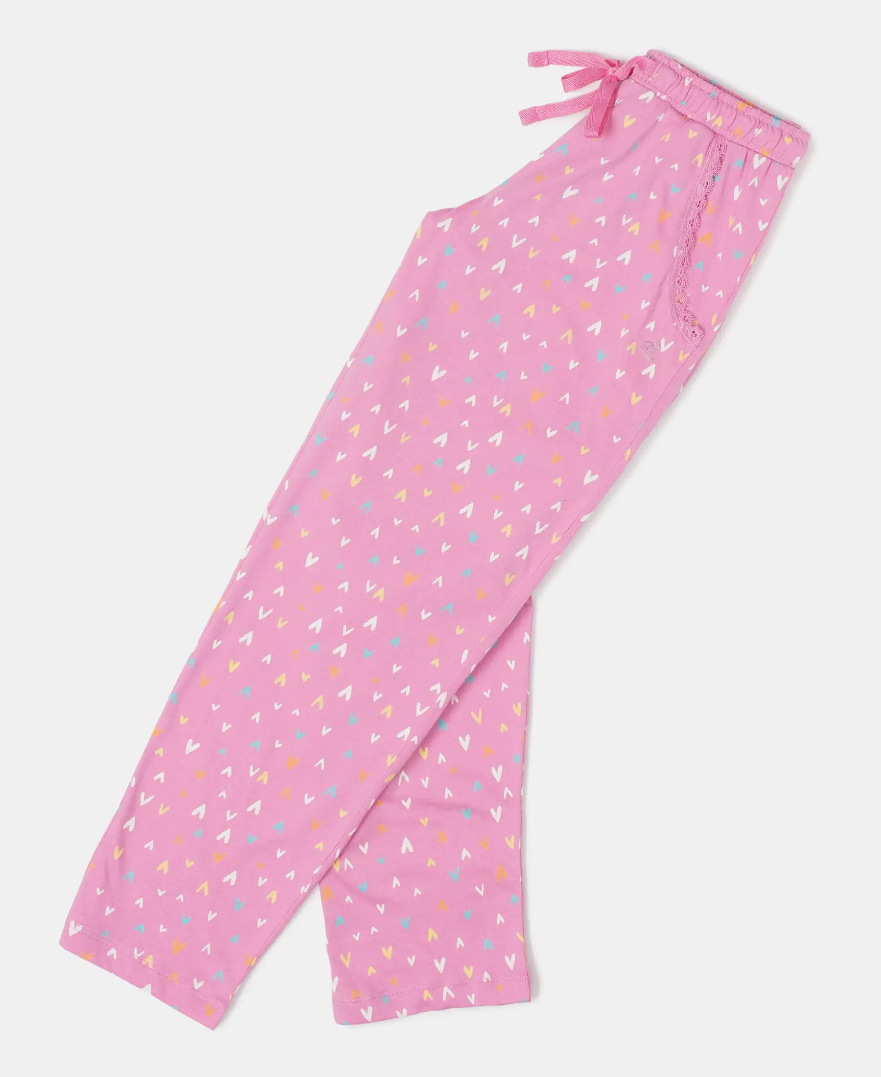 Girl's Super Combed Cotton Printed Pyjama - Wild Orchid Printed - Image 5