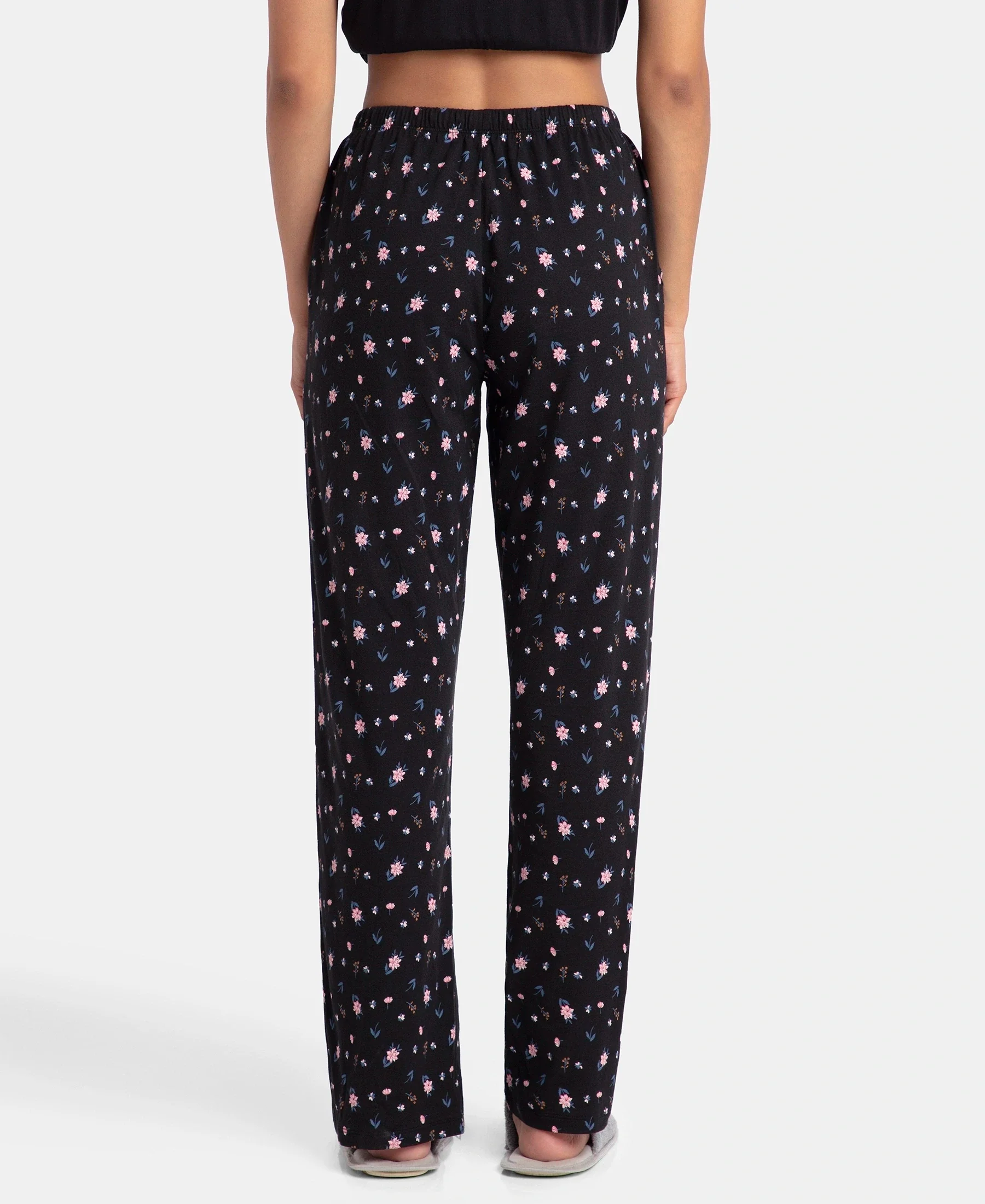 Super Combed Cotton Printed Pyjama with Side Pockets - Black - Image 3