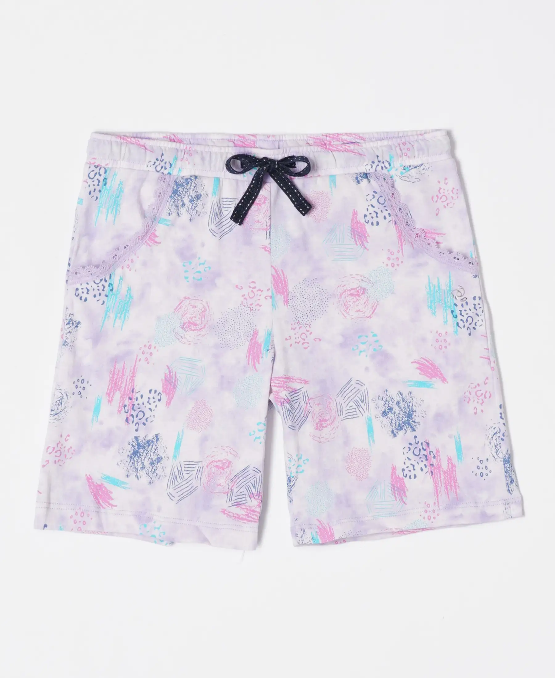 Girl's Super Combed Cotton Printed Shorts - Lavendula