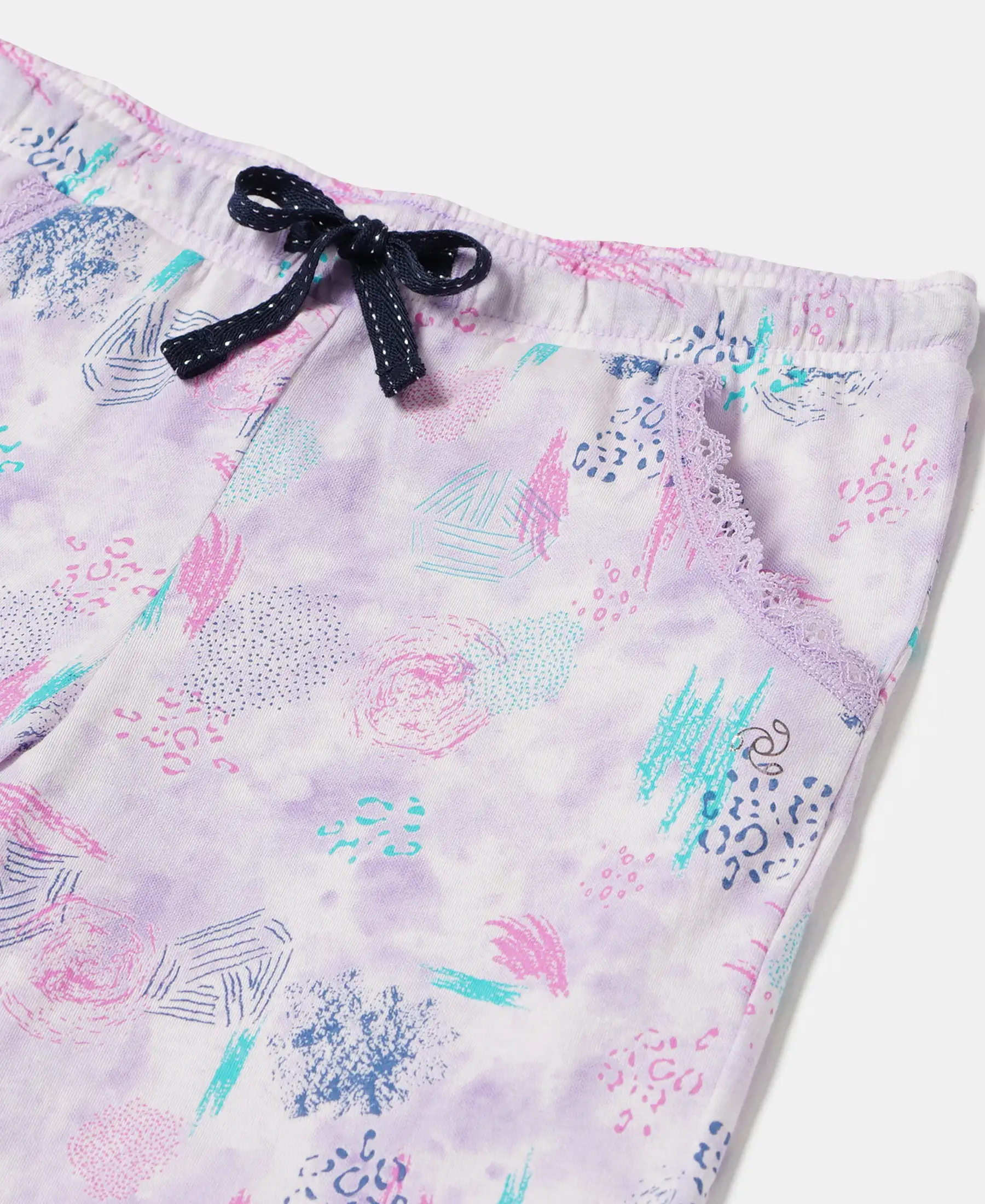 Girl's Super Combed Cotton Printed Shorts - Lavendula - Image 3