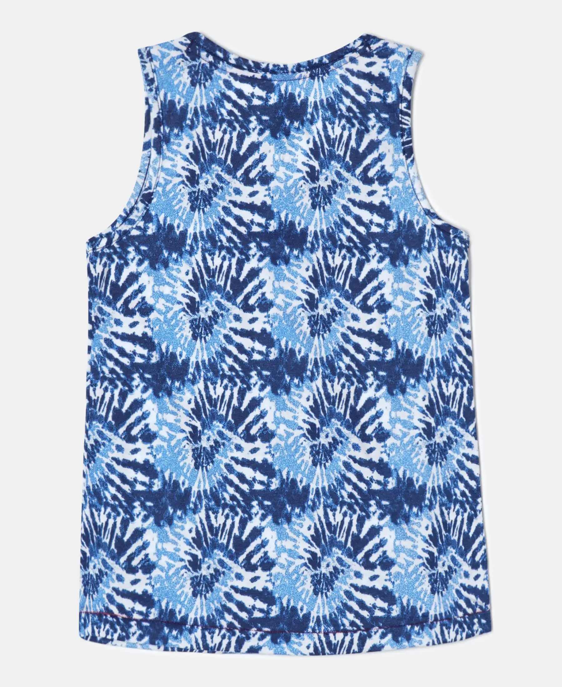 Girl's Super Combed Cotton Printed Tank Top - Imperial Blue Printed - Image 2