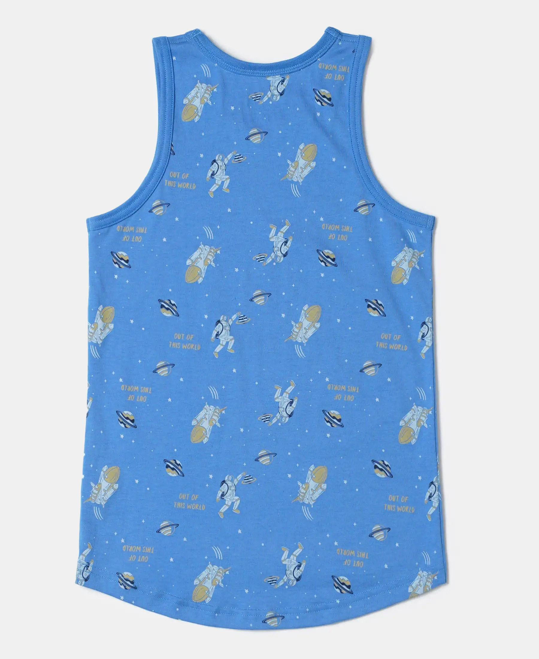 Boy's Super Combed Cotton Printed Tank Top - Palace Blue - Image 2