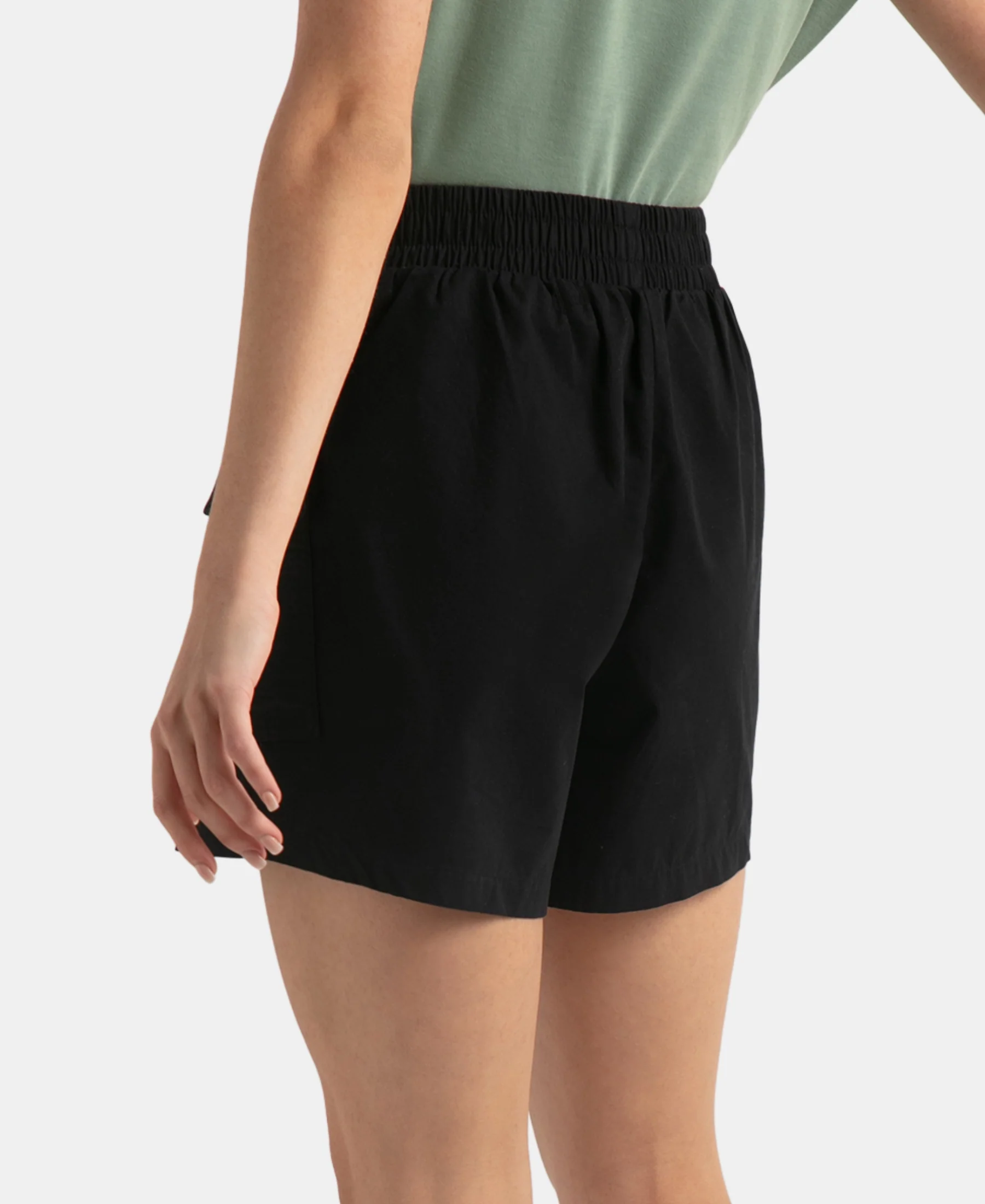 Super Combed Cotton Regular Fit Hybrid Cargo Shorts - Black - Image 3