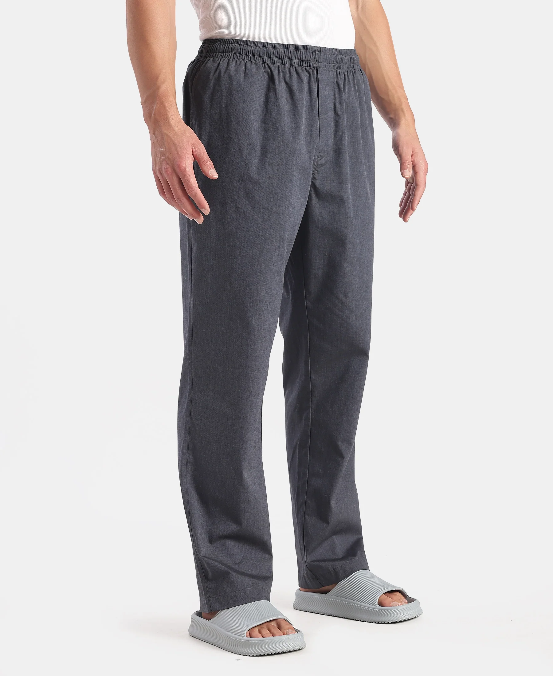 Super Combed Cotton Relaxed Fit Pyjama with Side Pockets - Black Chambray - Image 2