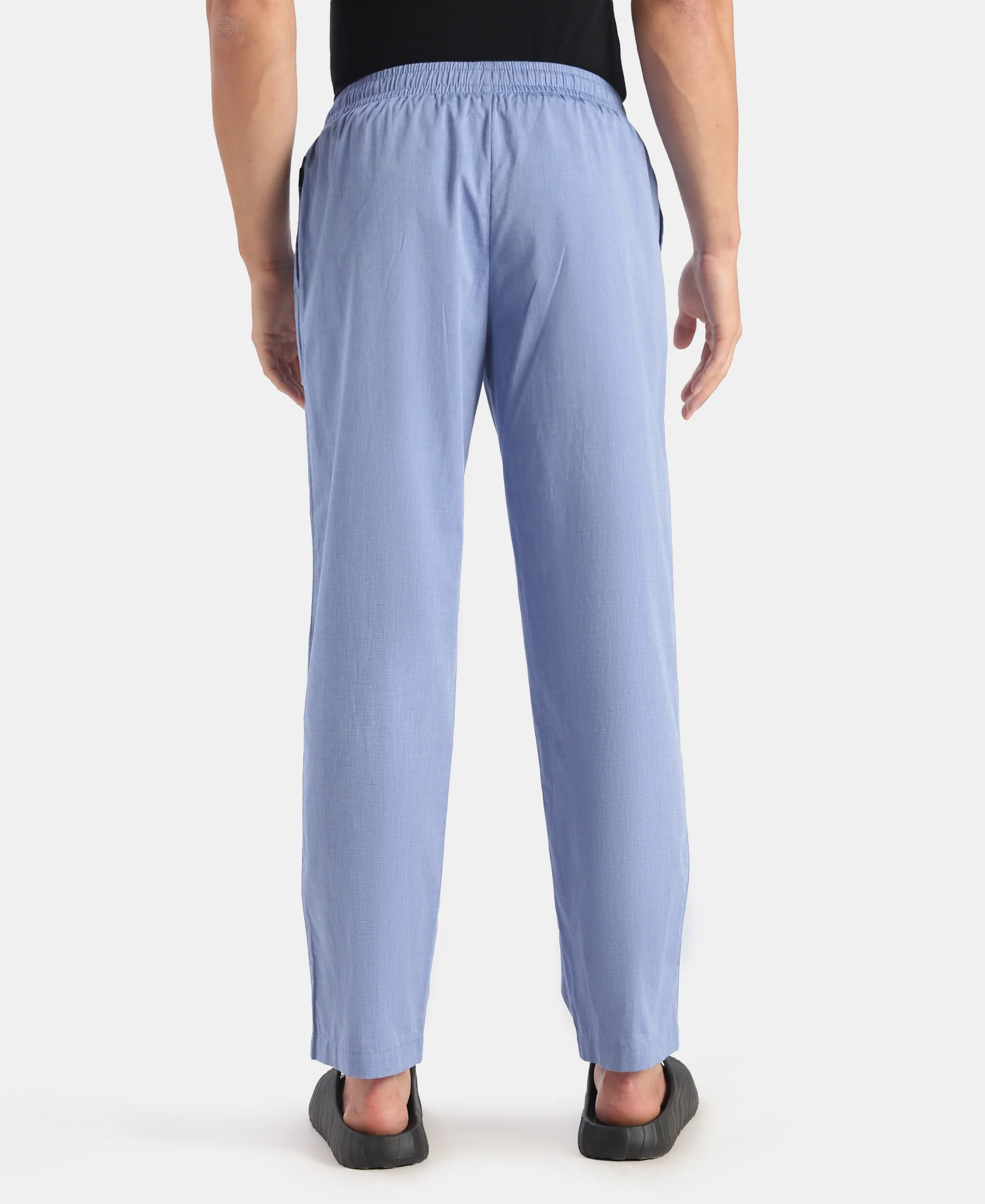 Super Combed Cotton Relaxed Fit Pyjama with Side Pockets - Blue Chambray - Image 3