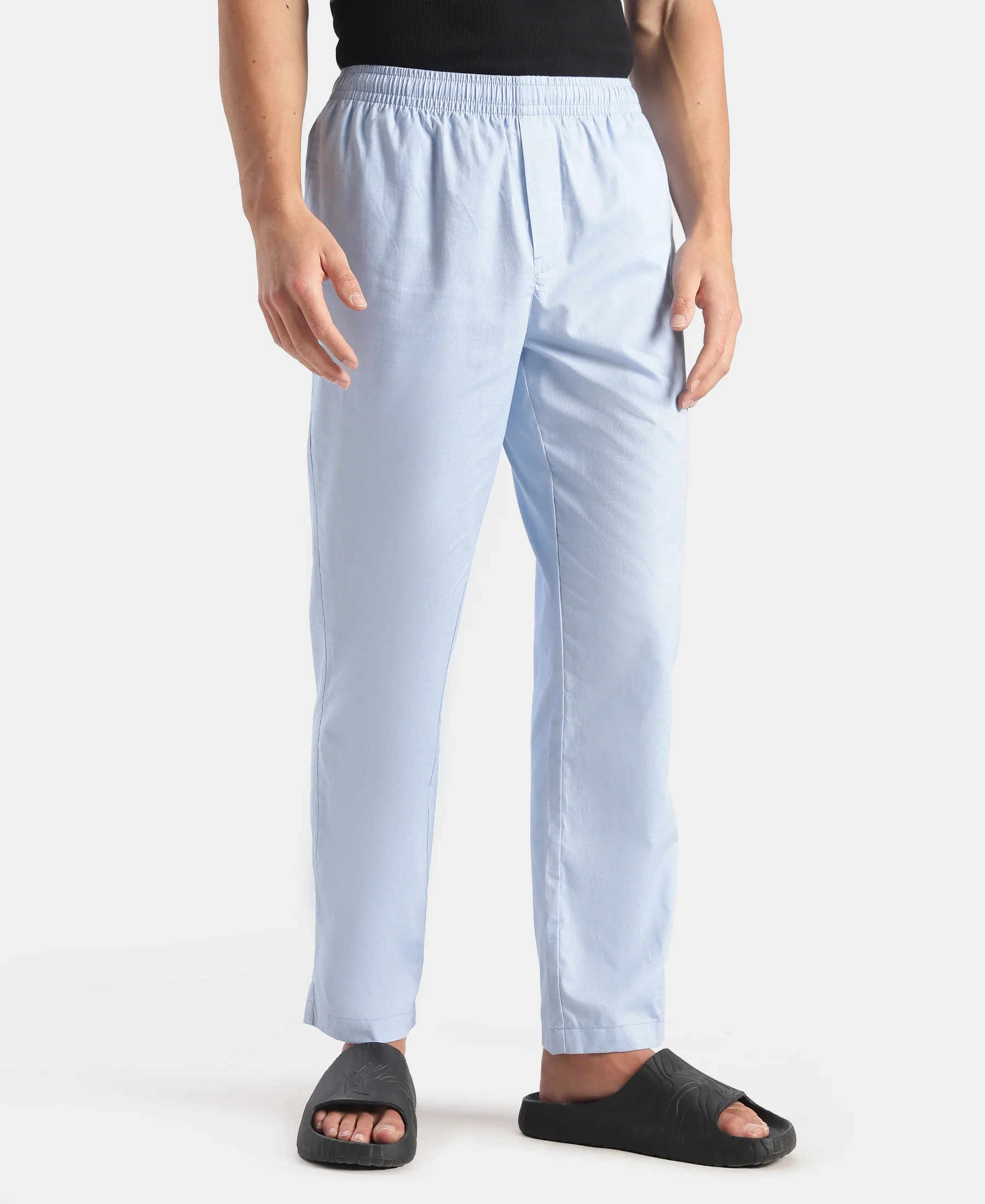 Super Combed Cotton Relaxed Fit Pyjama with Side Pockets - Light Blue Chambray - Image 2