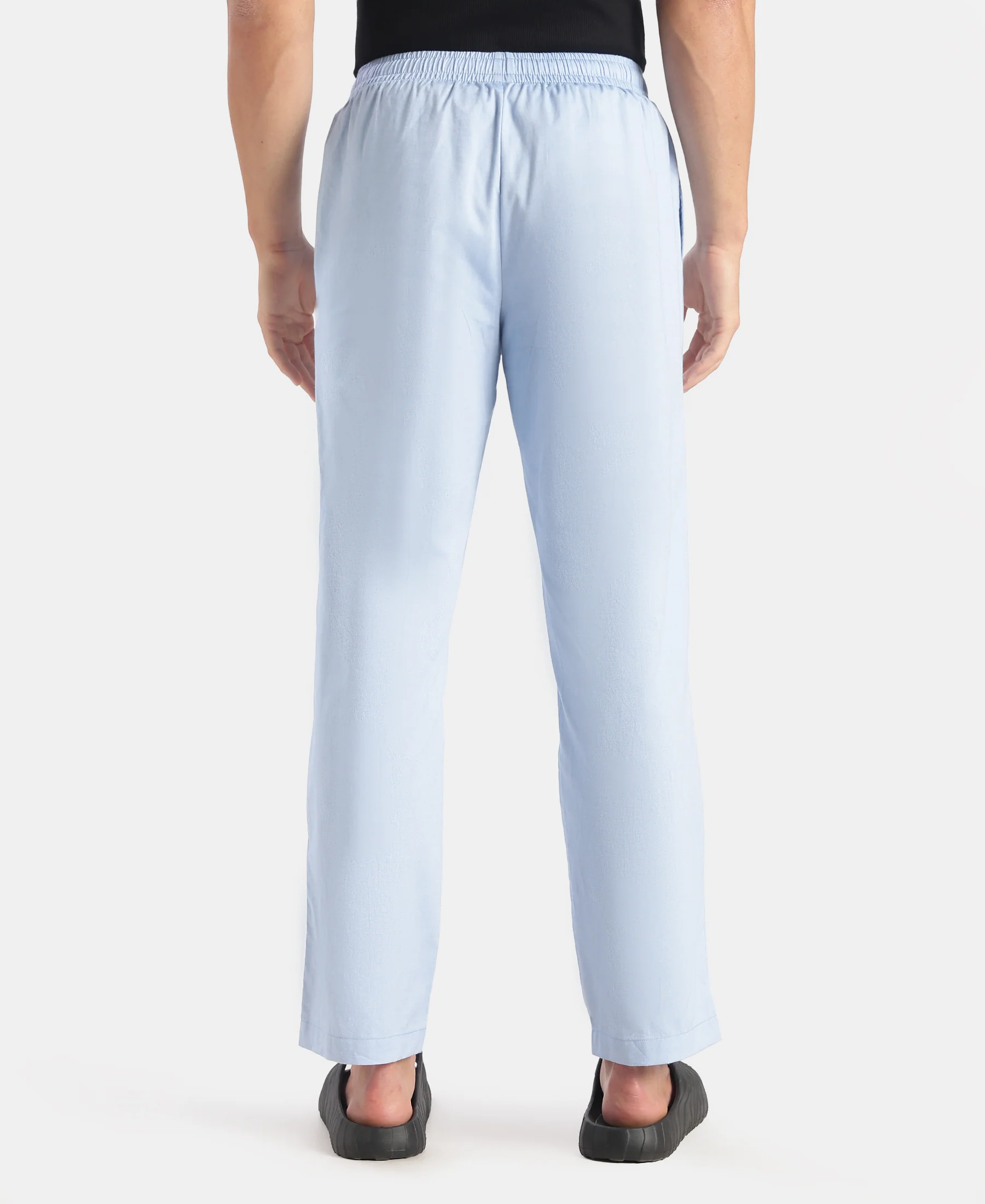 Super Combed Cotton Relaxed Fit Pyjama with Side Pockets - Light Blue Chambray - Image 3
