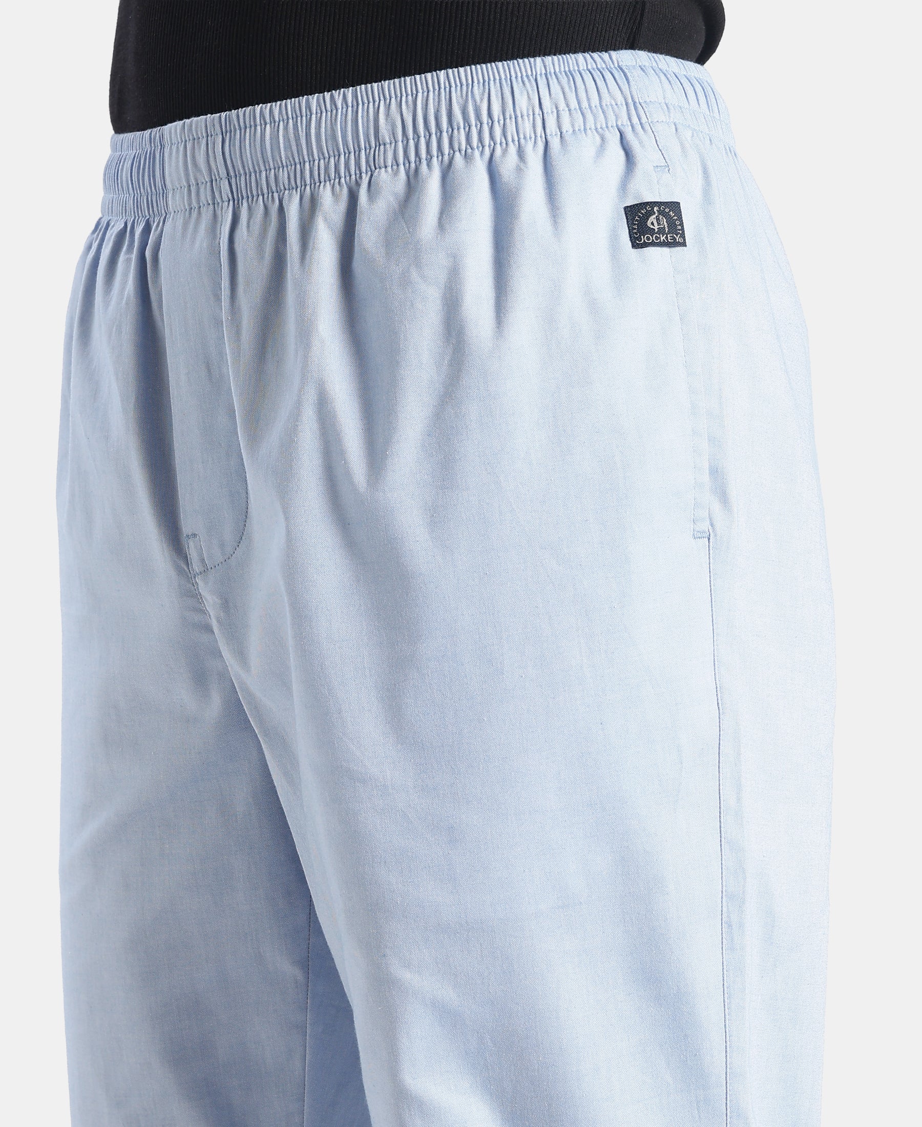 Super Combed Cotton Relaxed Fit Pyjama with Side Pockets - Light Blue Chambray - Image 8