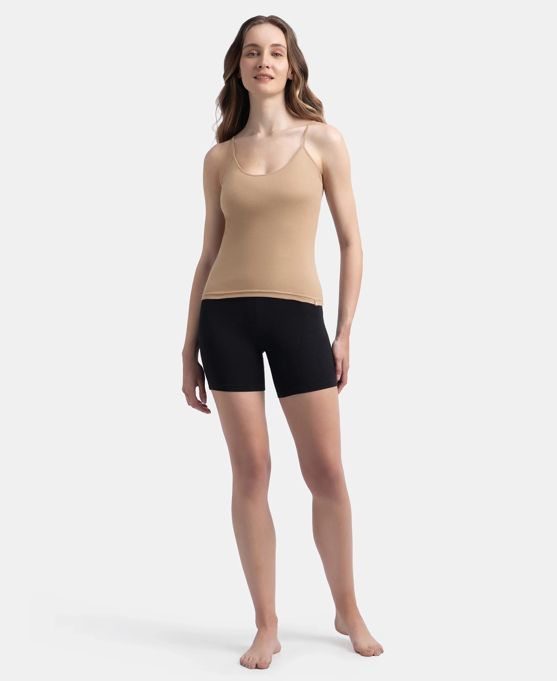 Super Combed Cotton Rib Camisole with Adjustable Straps and StayFresh Treatment - Almondine - Image 4