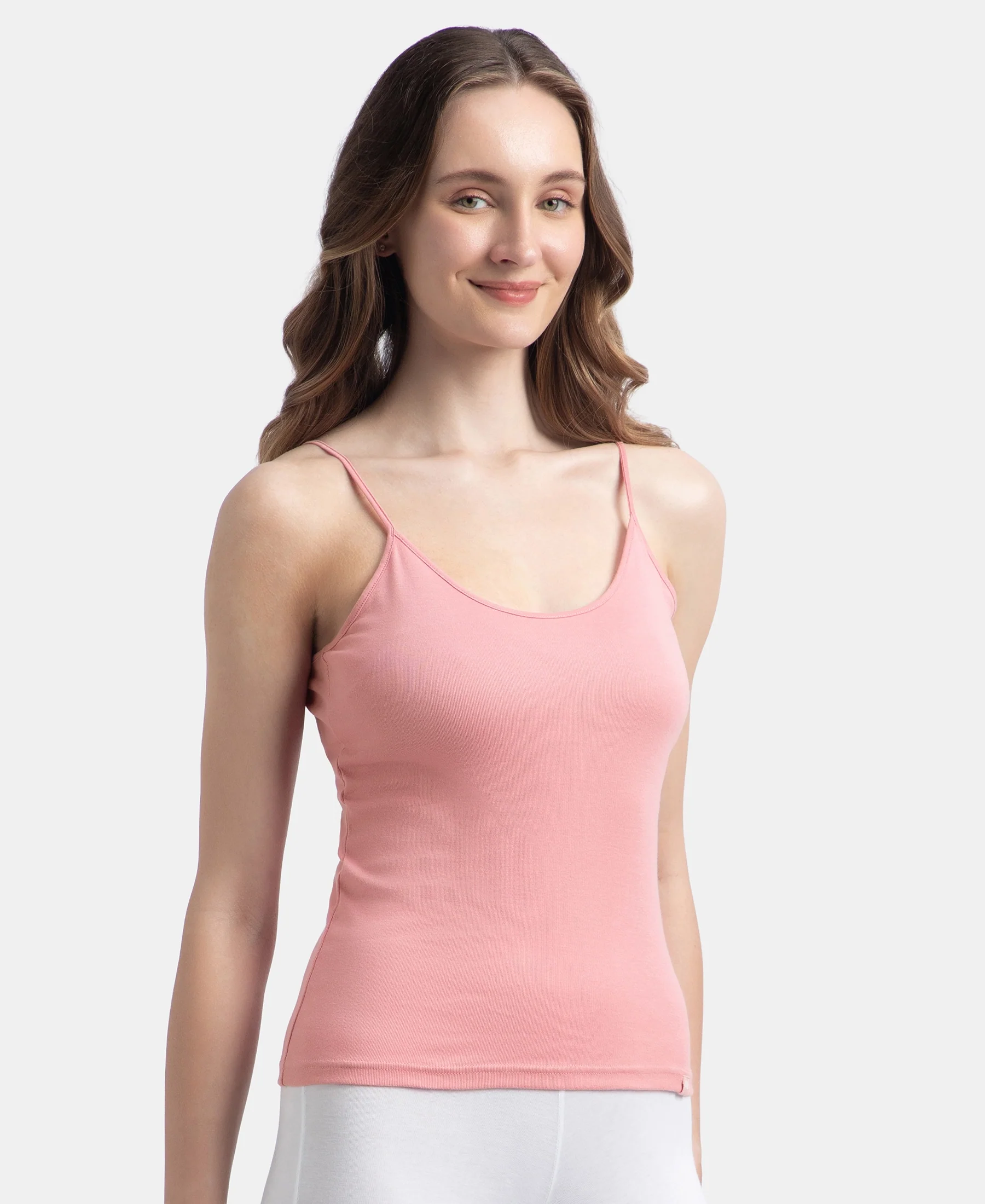 Super Combed Cotton Rib Camisole with Adjustable Straps and StayFresh Treatment - Rose - Image 2