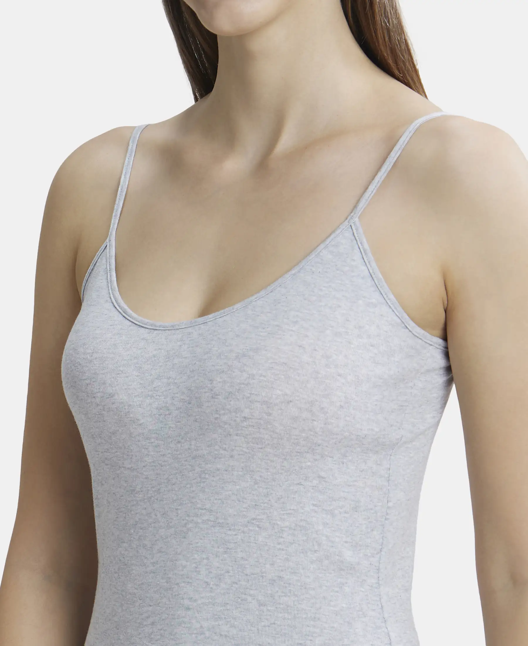 Super Combed Cotton Rib Camisole with Adjustable Straps and StayFresh Treatment - Steel Grey Melange - Image 6