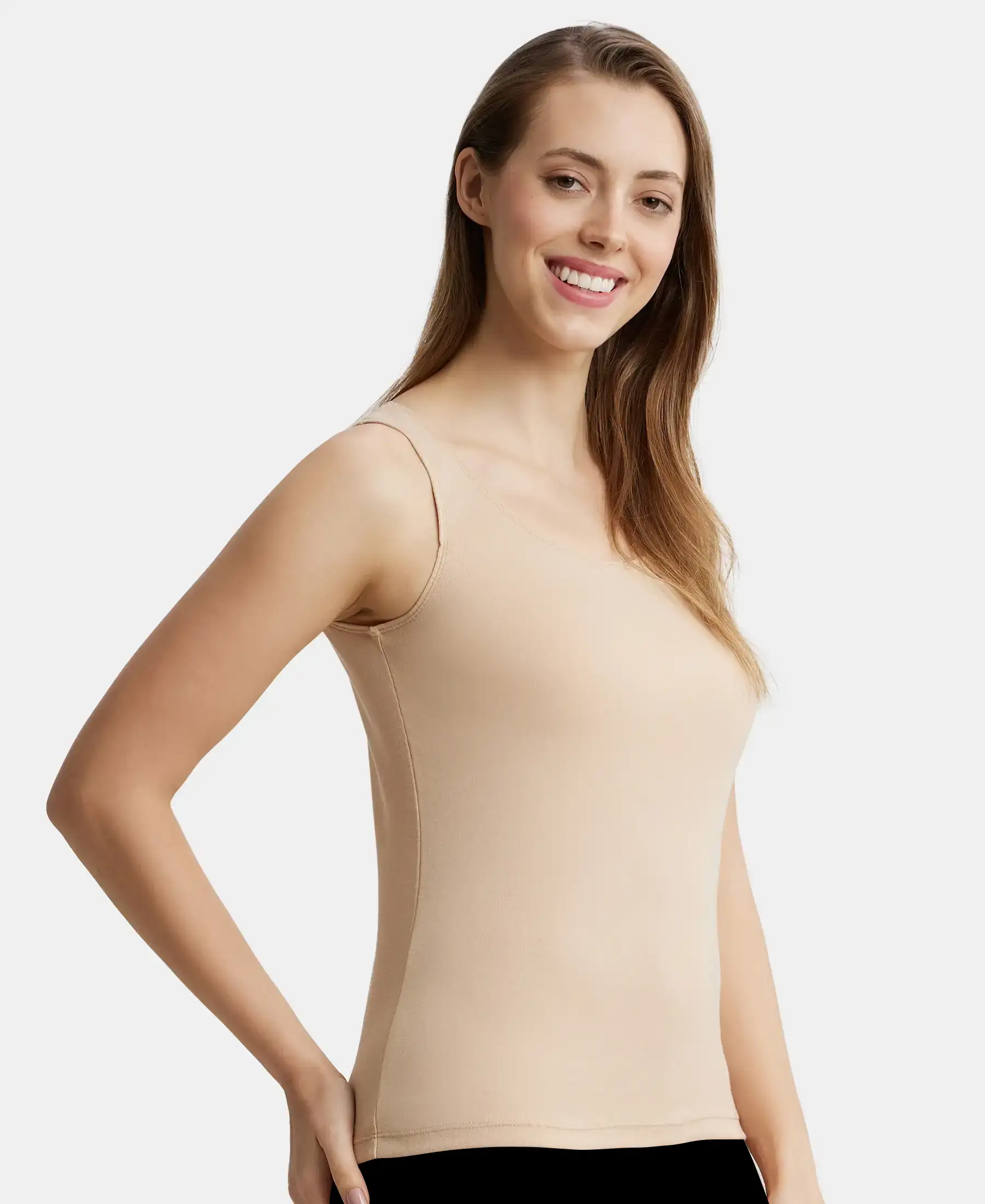 Super Combed Cotton Rib Fabric Inner Tank Top With StayFresh Treatment - Light Skin - Image 2