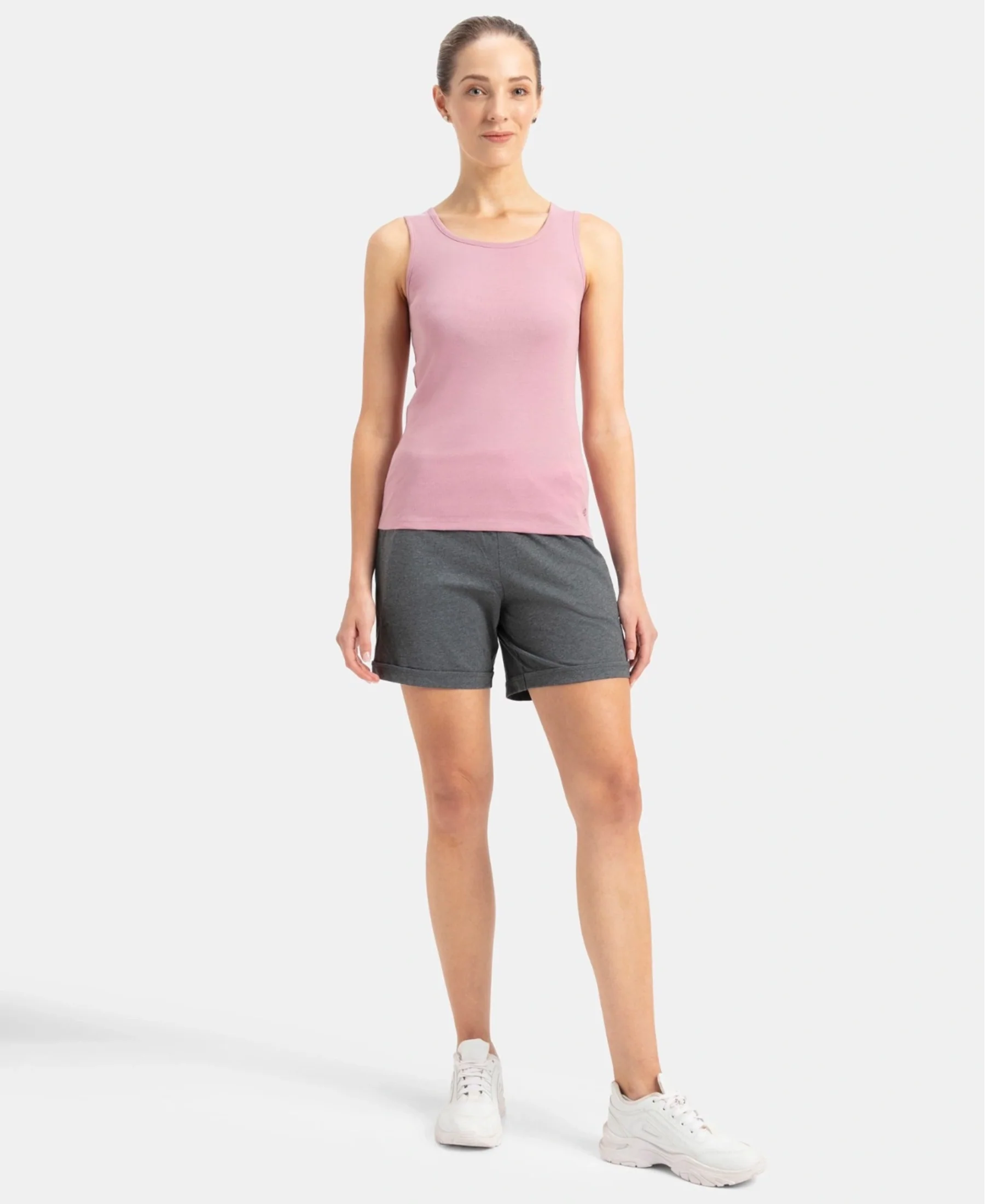 Super Combed Cotton Rib Fabric Slim Fit Solid Tank Top - Lilas - Image 4