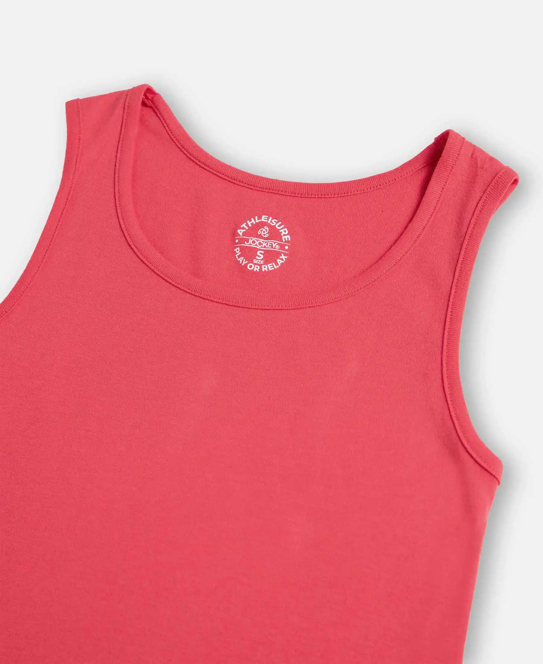 Super Combed Cotton Rib Fabric Slim Fit Solid Tank Top - Ruby - Image 10