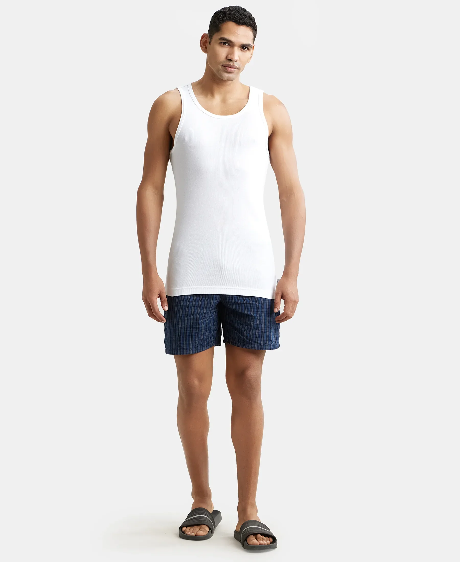Super Combed Cotton Rib Round Neck Sleeveless Vest with StayFresh Properties - White (Pack of 3) - Image 6