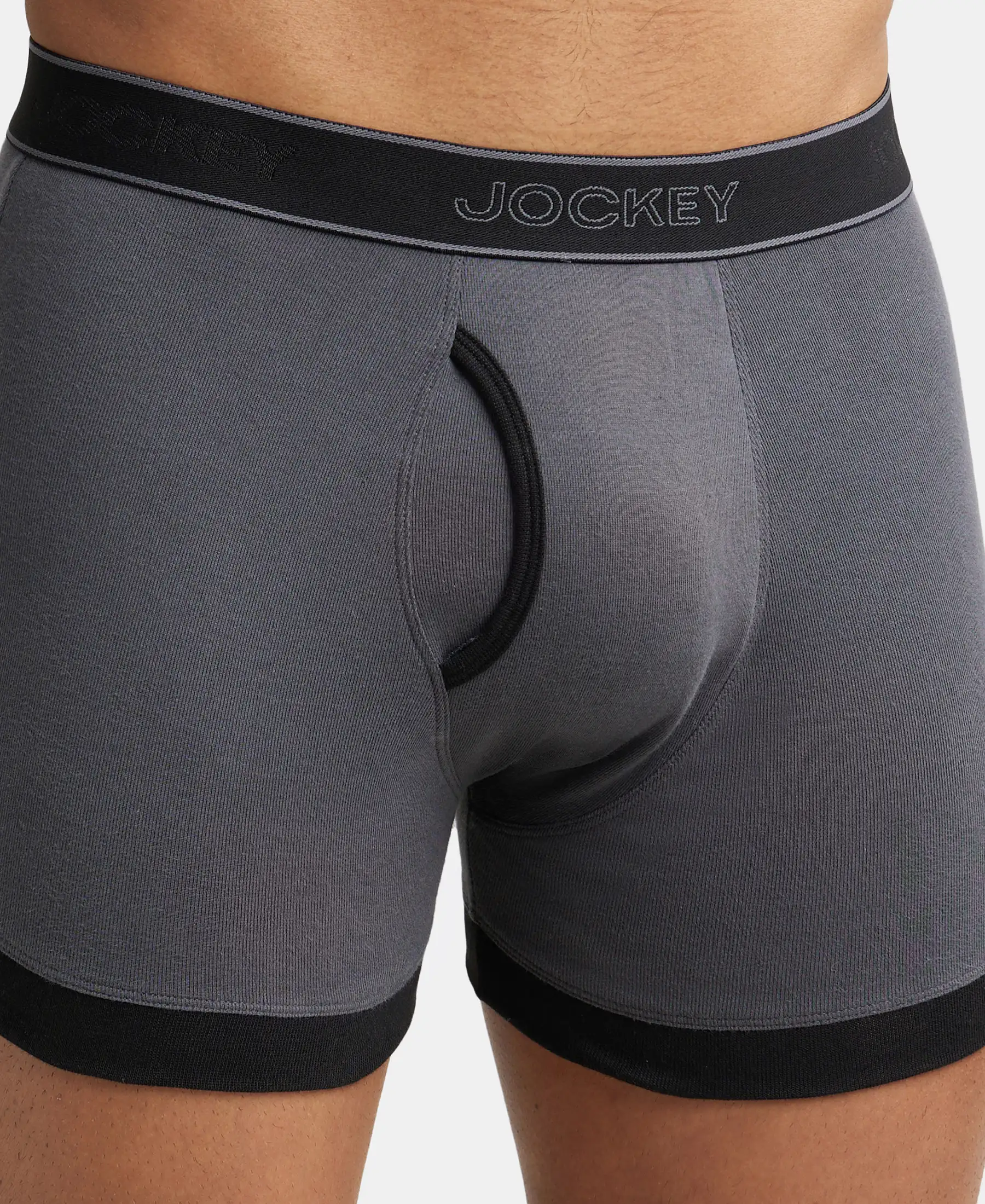 Super Combed Cotton Rib Solid Boxer Brief with StayFresh Treatment - Asphalt & Black (Pack of 2) - Image 6