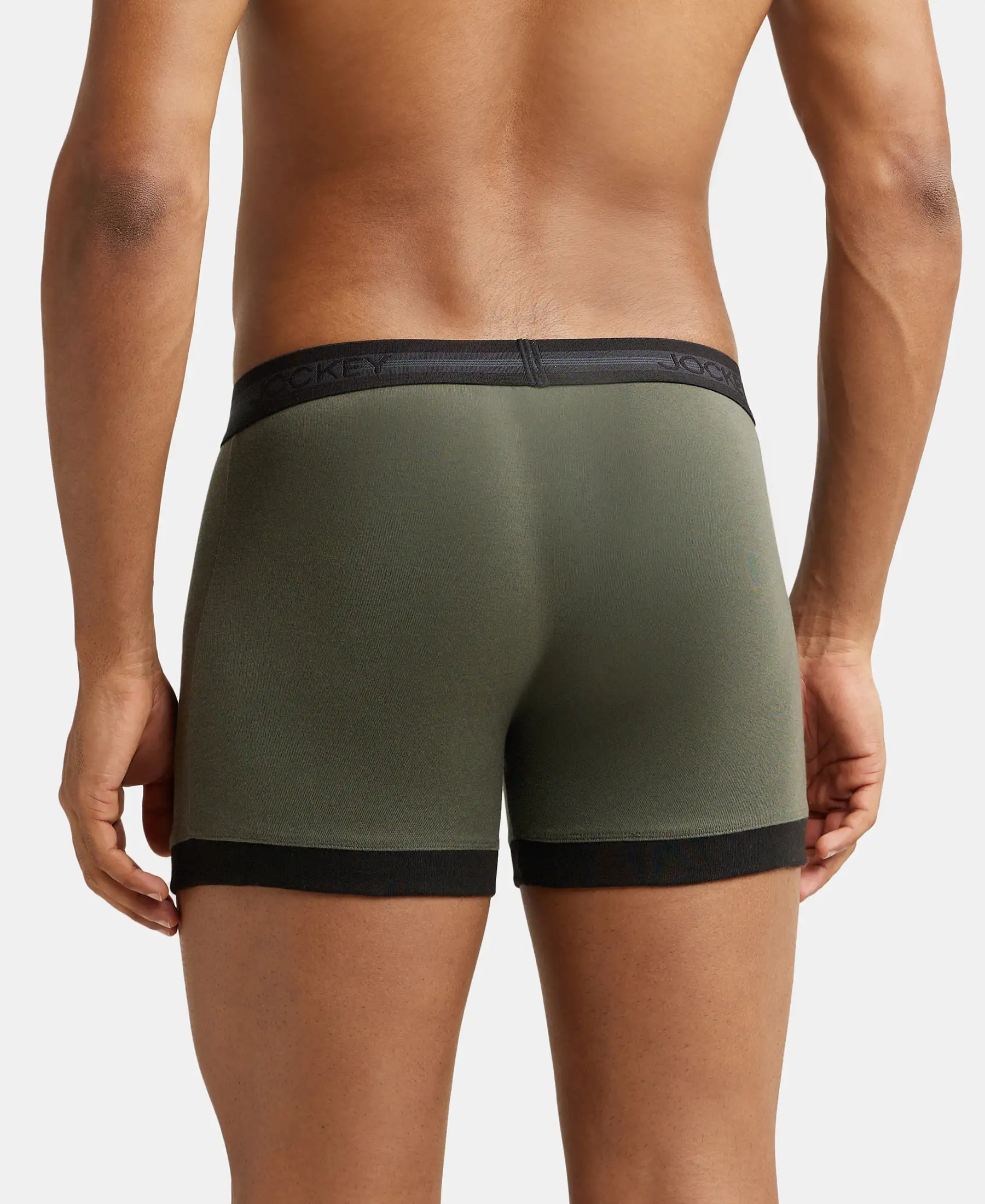 Super Combed Cotton Rib Solid Boxer Brief with StayFresh Treatment - Deep Olive & Black (Pack of 2) - Image 3