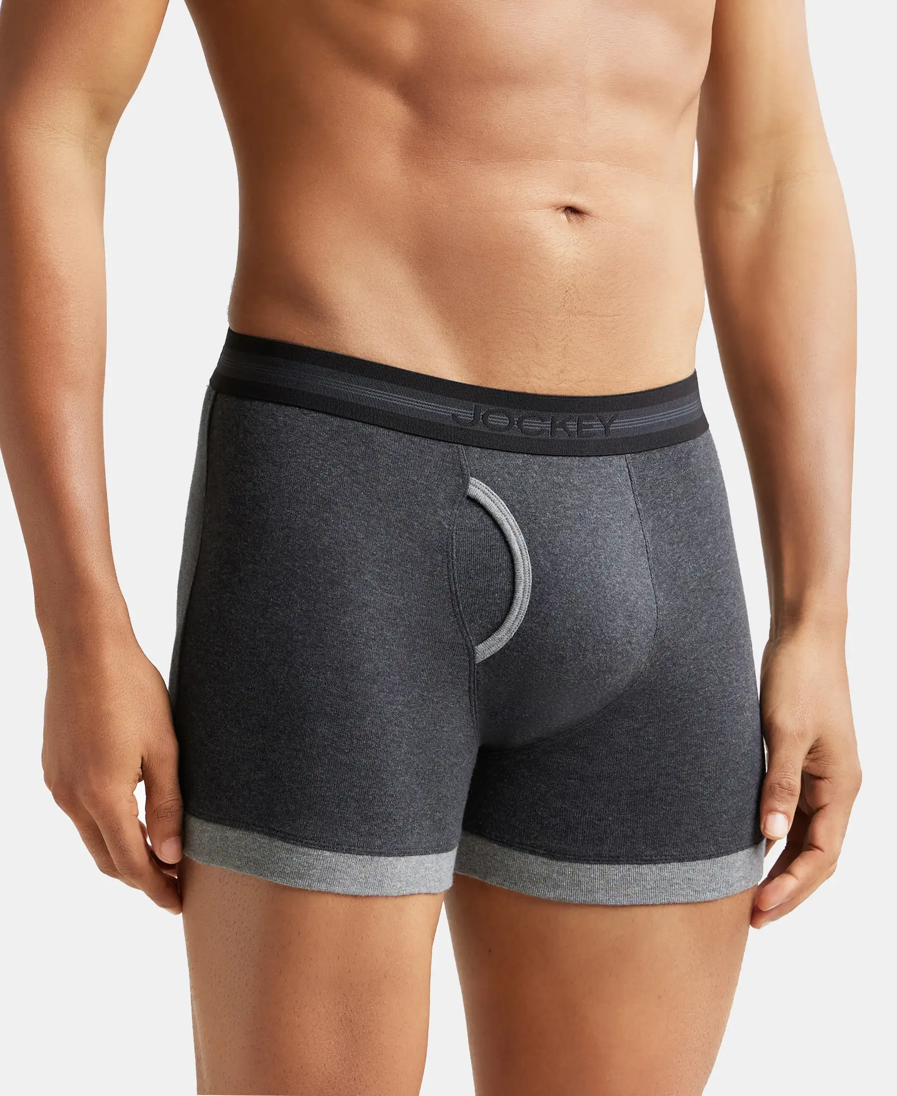 Super Combed Cotton Rib Solid Boxer Brief with StayFresh Treatment - Mid Grey & Charcoal - Image 2