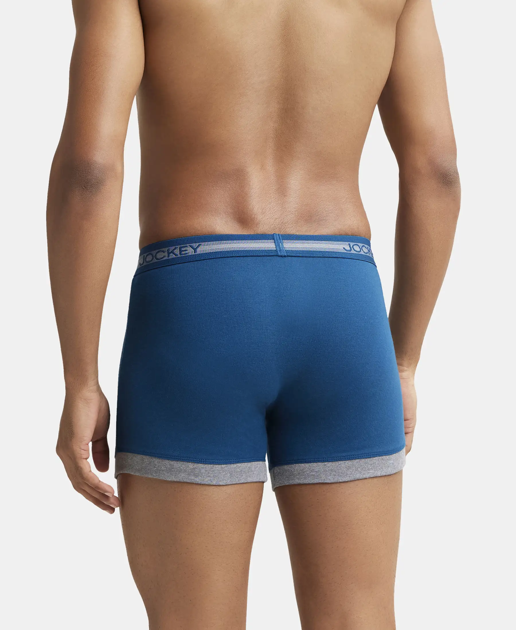 Super Combed Cotton Rib Solid Boxer Brief with StayFresh Treatment - Poseidon & Mid Grey Mel - Image 3