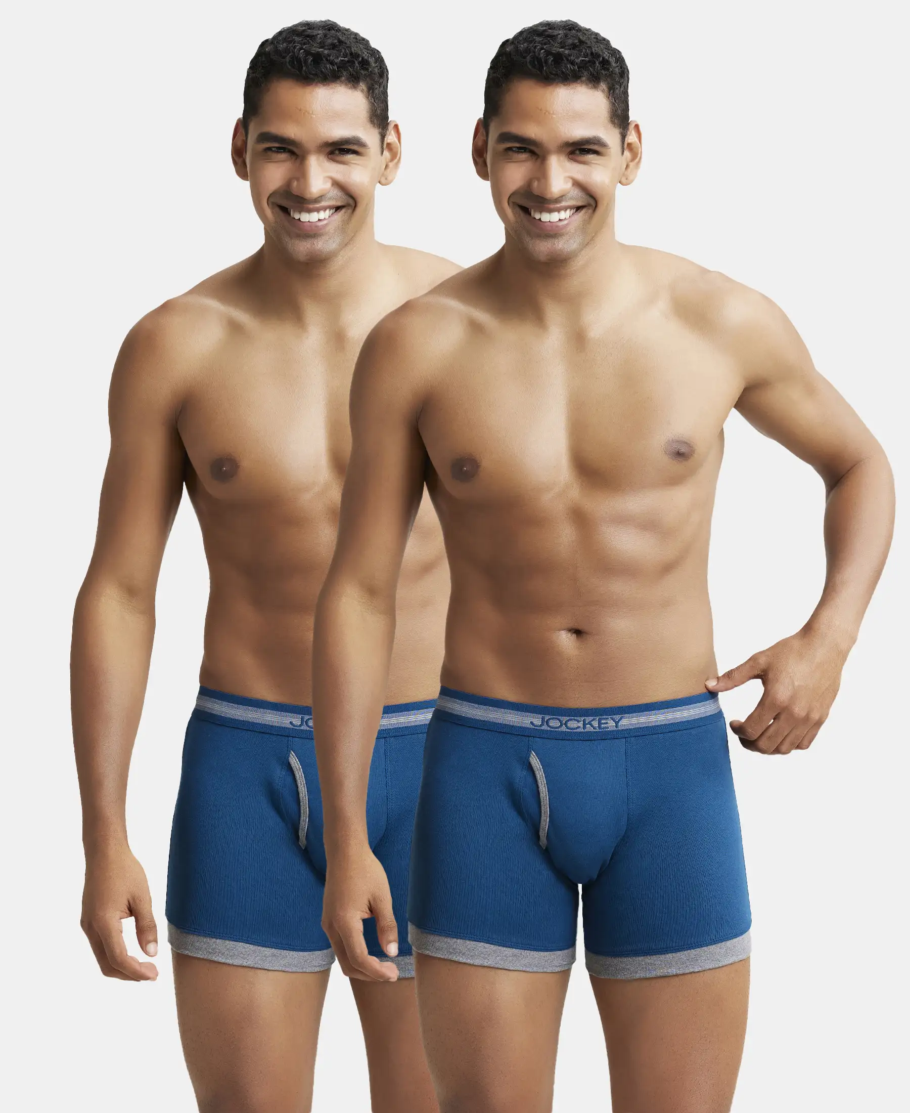 Super Combed Cotton Rib Solid Boxer Brief with StayFresh Treatment - Poseidon & Mid Grey Mel (Pack of 2) - Image 5