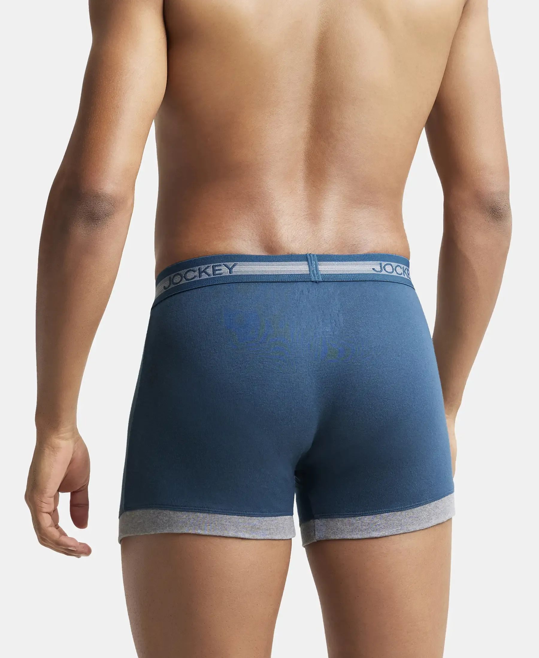 Super Combed Cotton Rib Solid Boxer Brief with StayFresh Treatment - Reflecting Pond & Mid Grey Mel - Image 3