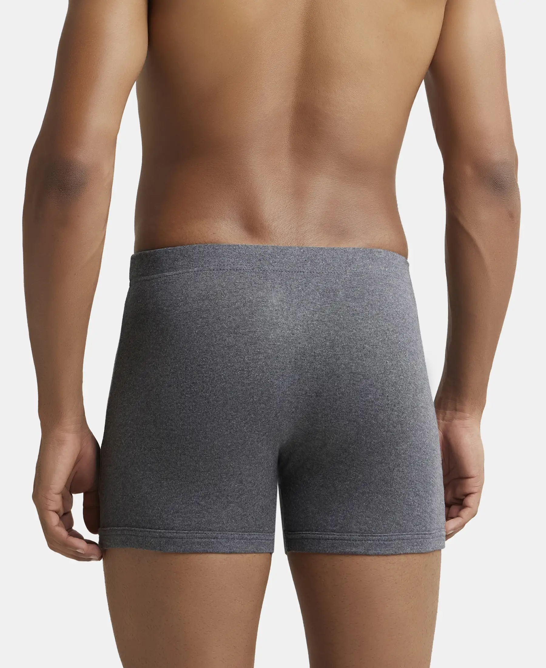 Super Combed Cotton Rib Solid Boxer Brief with Ultrasoft and Durable Waistband - Black/Charcoal Melange/Grey Melange (Pack of 3) - Image 11