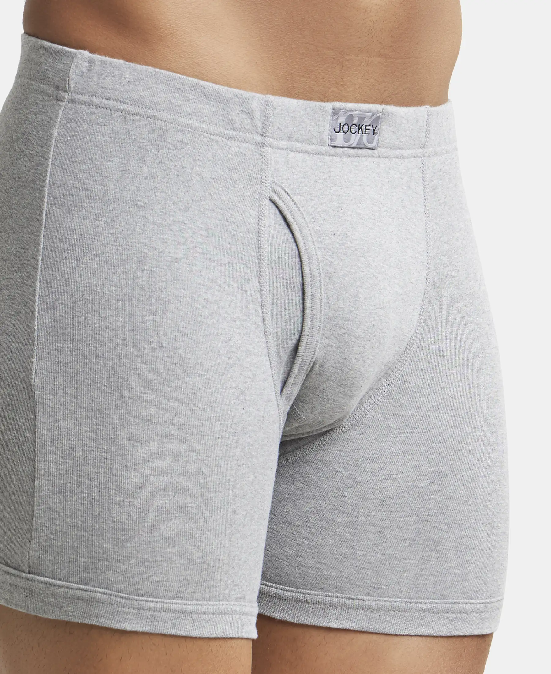 Super Combed Cotton Rib Solid Boxer Brief with Ultrasoft and Durable Waistband - Black/Charcoal Melange/Grey Melange (Pack of 3) - Image 18