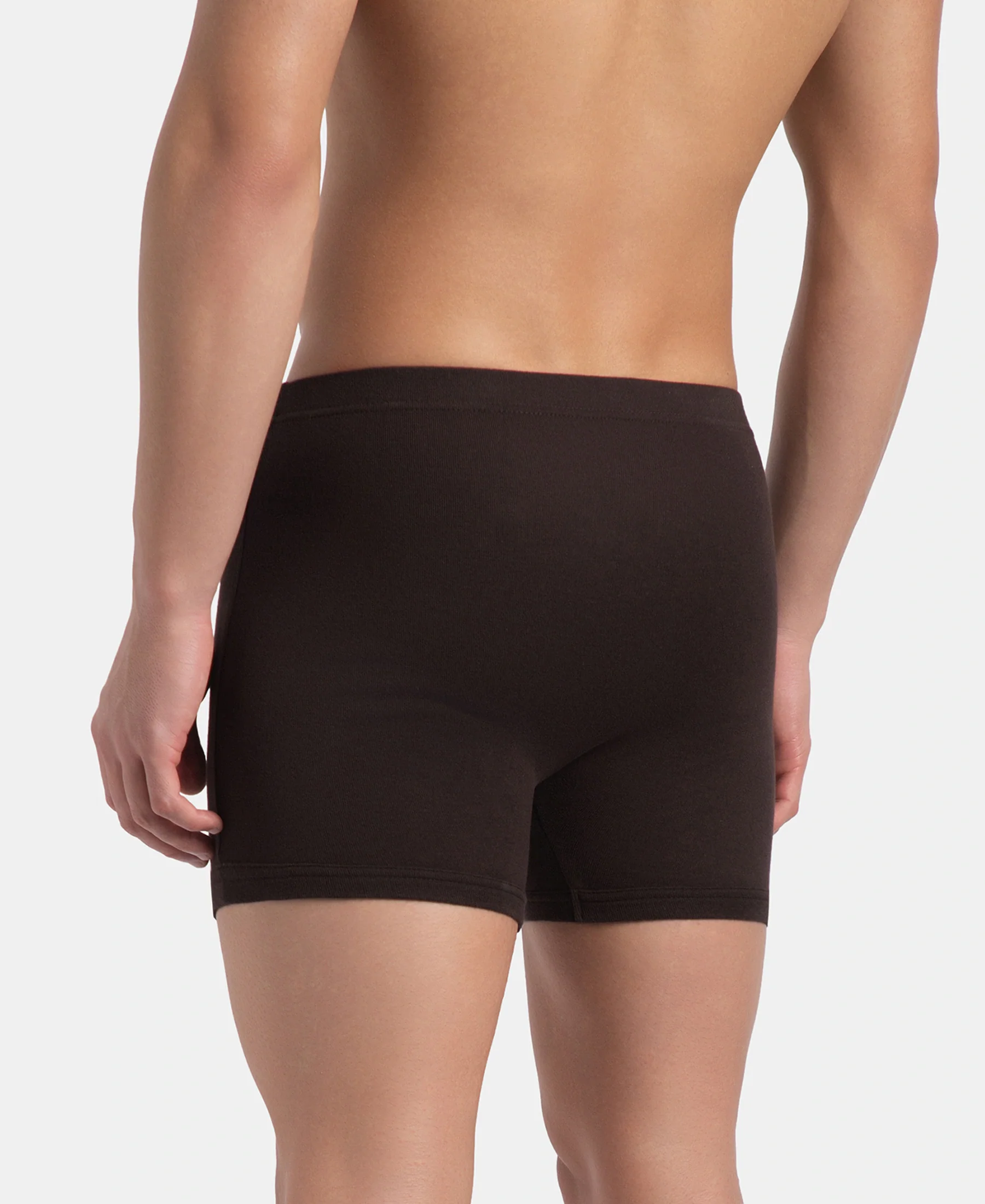 Super Combed Cotton Rib Solid Boxer Brief with Ultrasoft and Durable Waistband - Black, Dark Khaki & Brown (Pack of 3) - Image 10