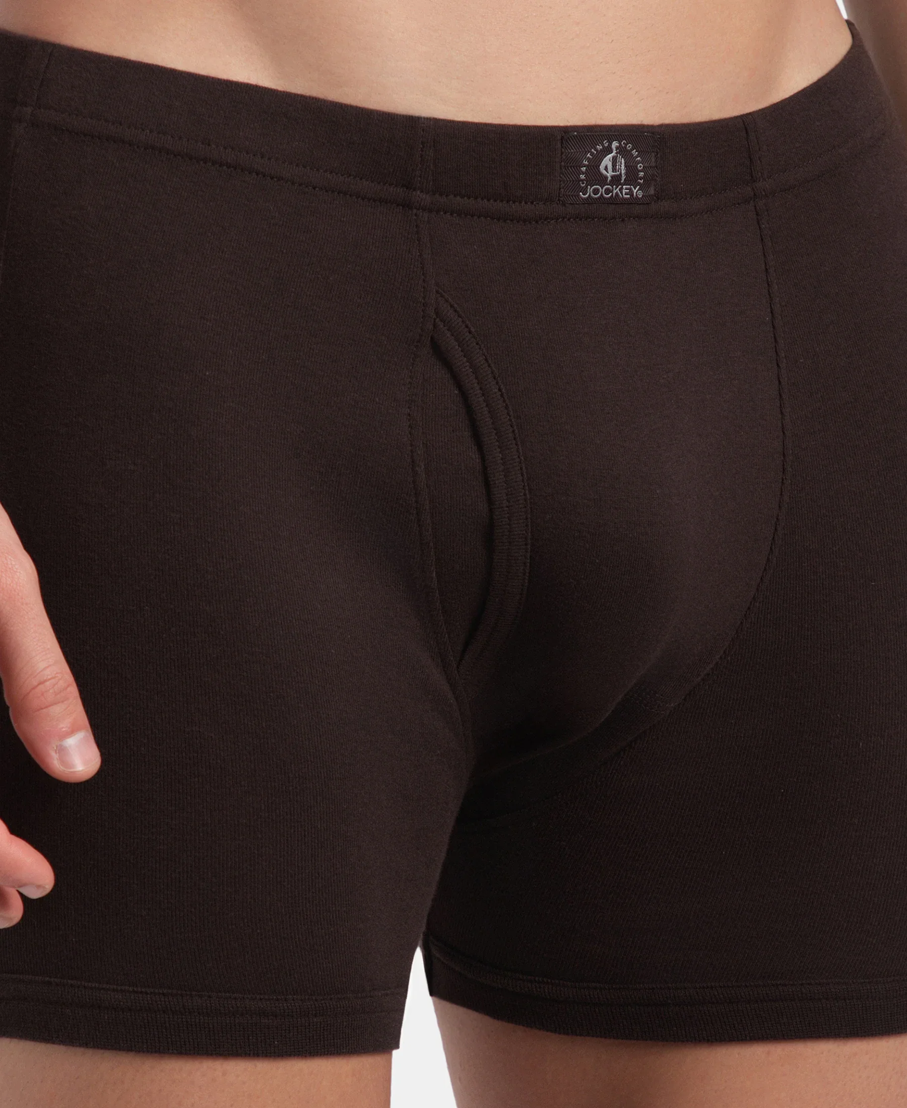 Super Combed Cotton Rib Solid Boxer Brief with Ultrasoft and Durable Waistband - Black, Dark Khaki & Brown (Pack of 3) - Image 12
