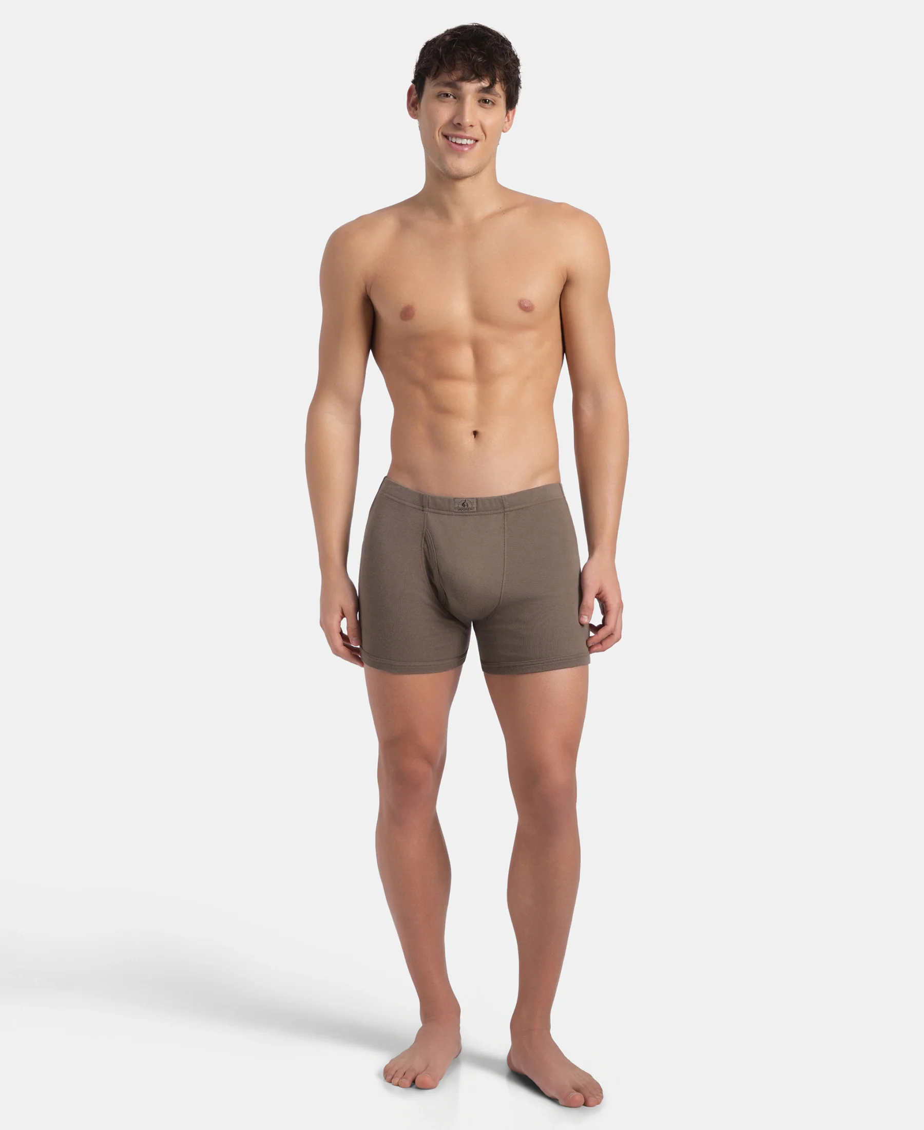 Super Combed Cotton Rib Solid Boxer Brief with Ultrasoft and Durable Waistband - Black, Dark Khaki & Brown (Pack of 3) - Image 16
