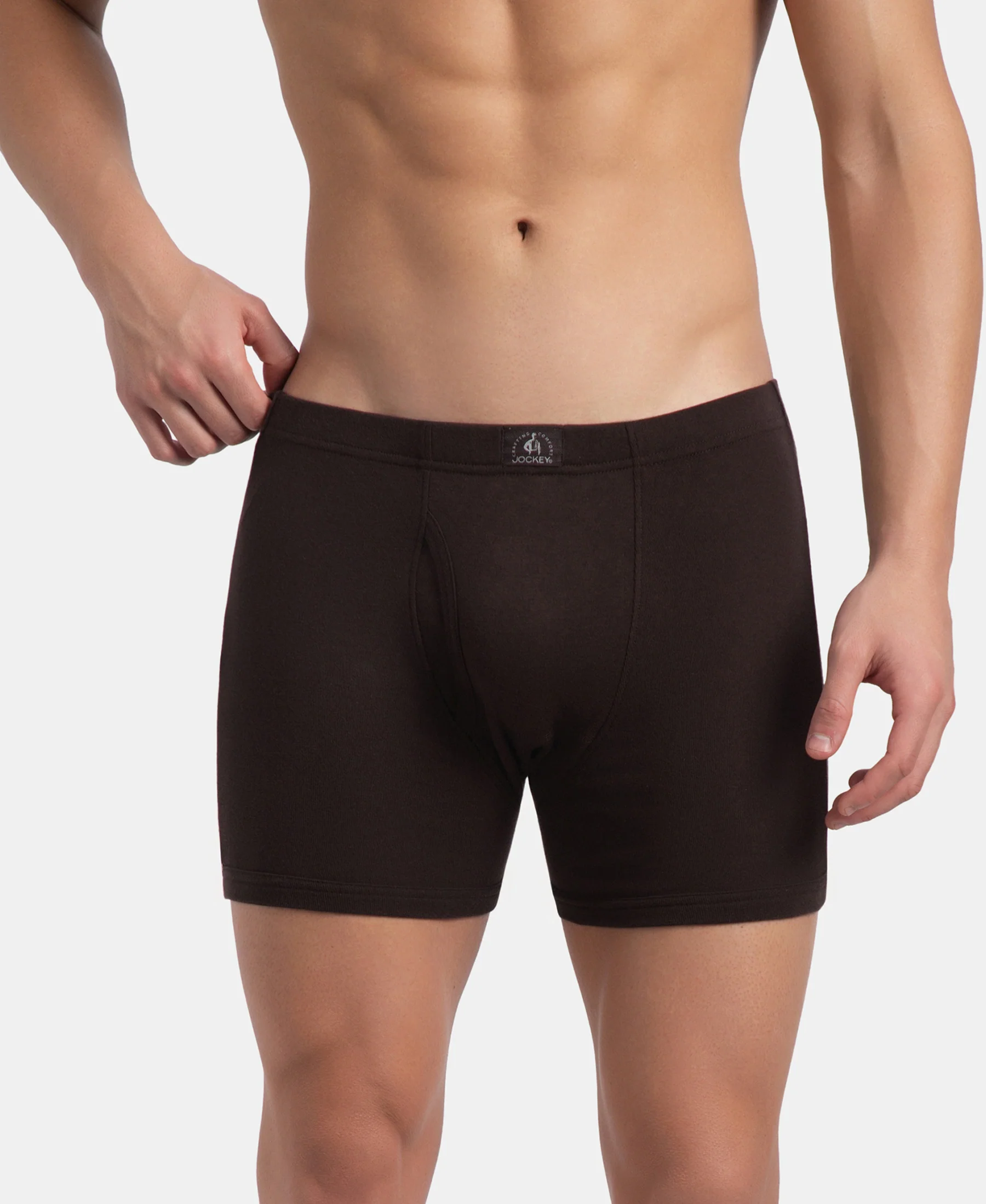 Super Combed Cotton Rib Solid Boxer Brief with Ultrasoft and Durable Waistband - Black, Dark Khaki & Brown (Pack of 3) - Image 8
