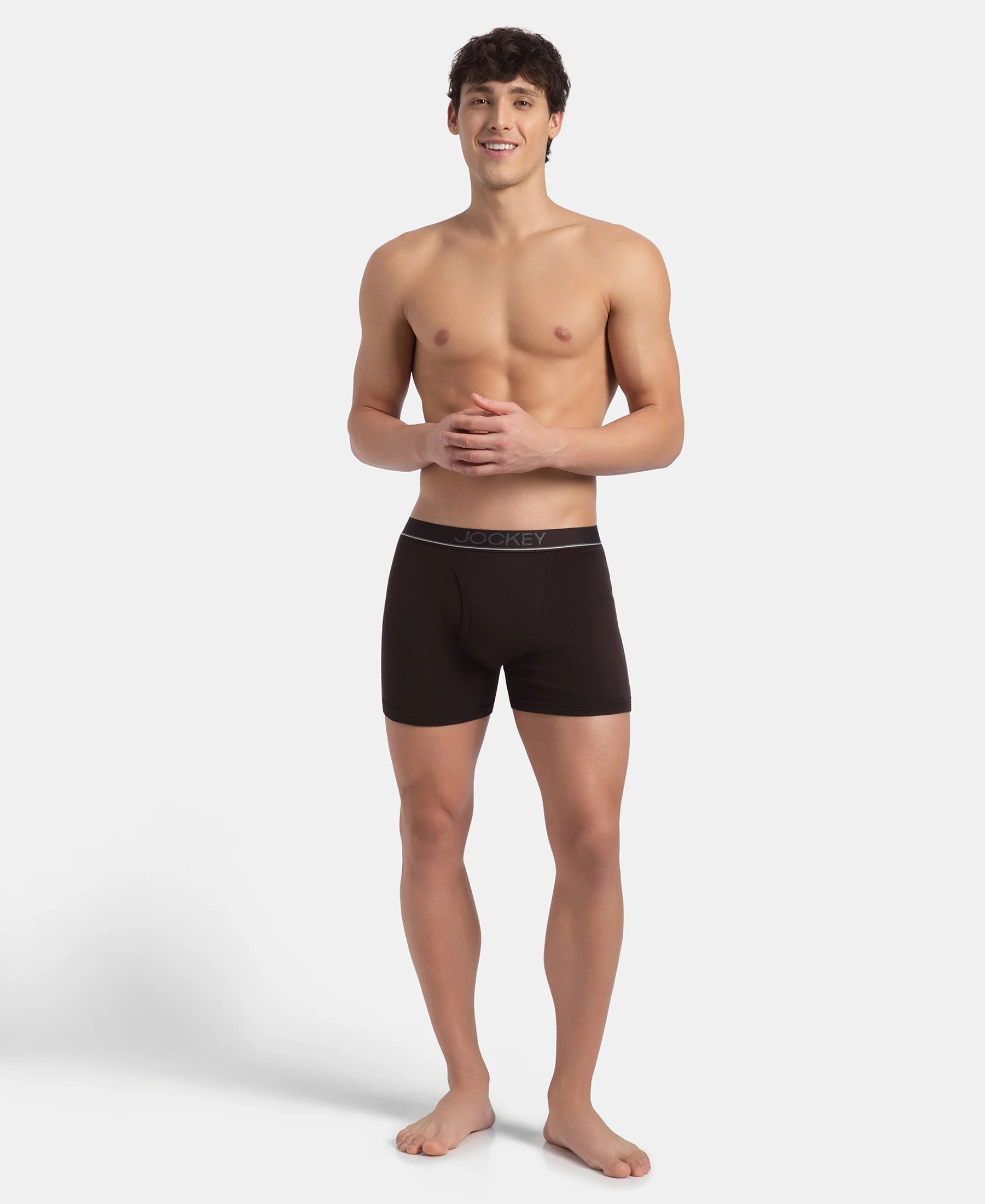Super Combed Cotton Rib Solid Boxer Brief with Ultrasoft and Durable Waistband - Black, Dark Khaki & Brown (Pack of 3) - Image 11